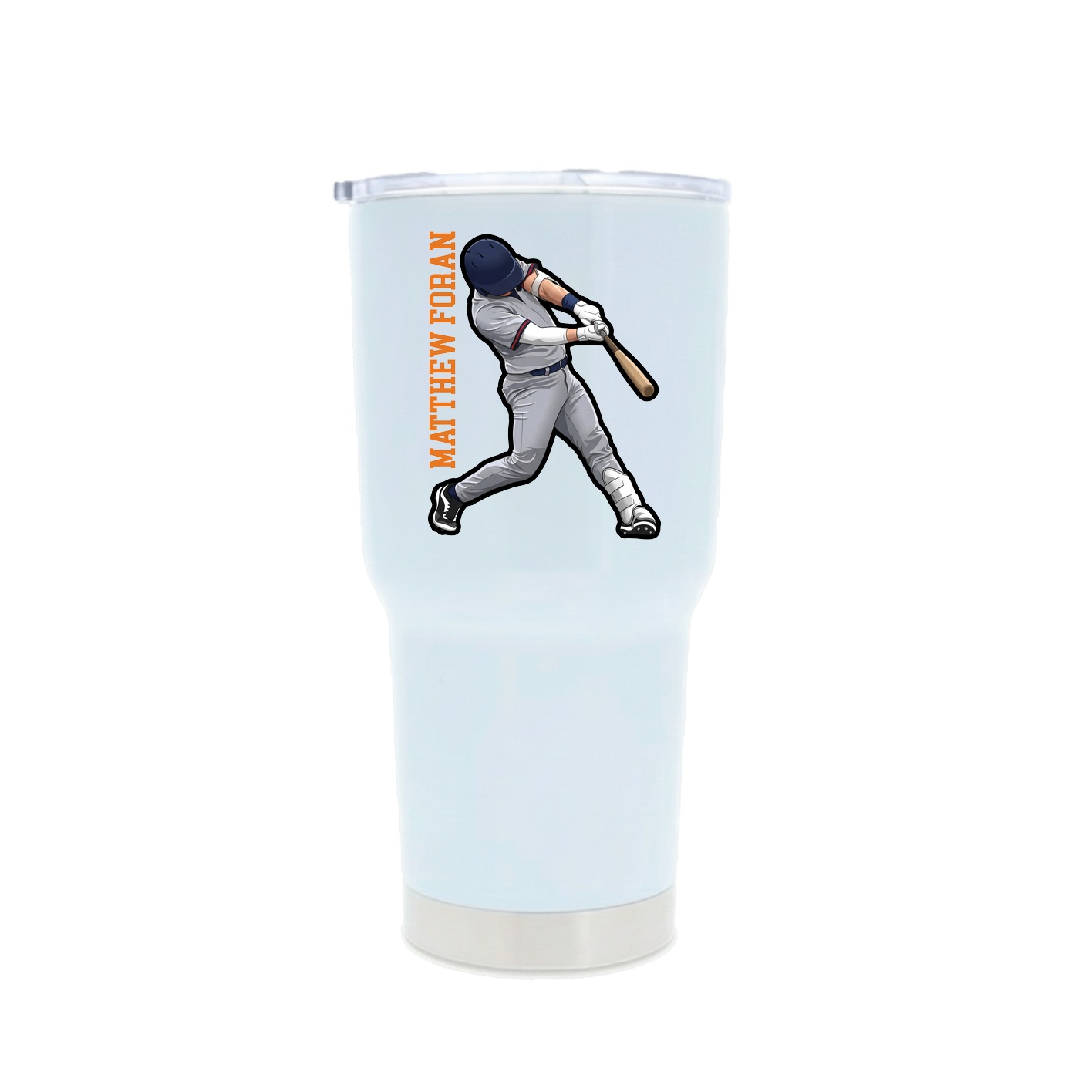 30oz Stainless Steel Tumbler — Name Vertical in White