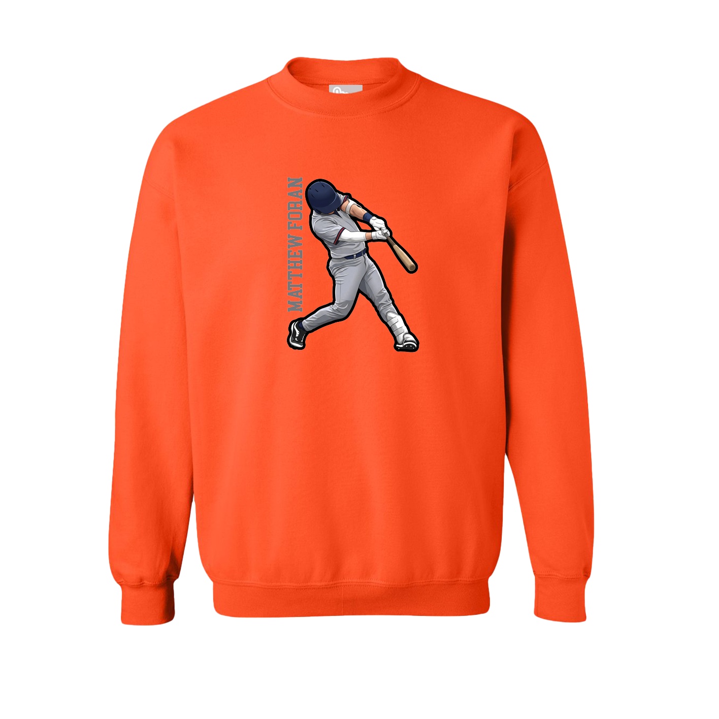 Fleece Crew — Name Vertical in Orange