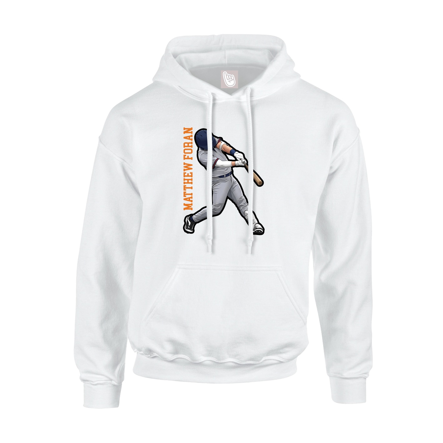 Youth Hoodie — Name Vertical in White