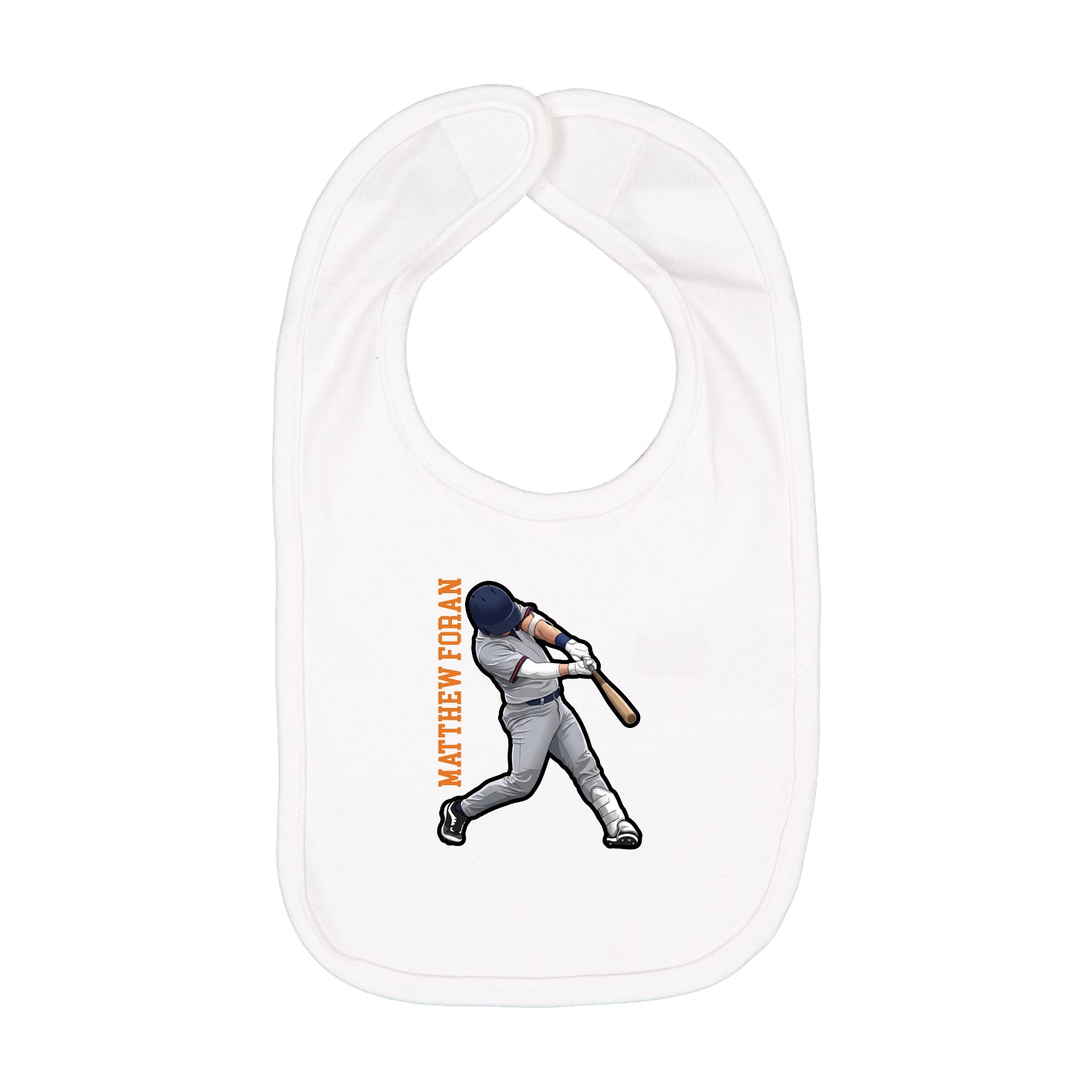 Infant Bib — Name Vertical in White