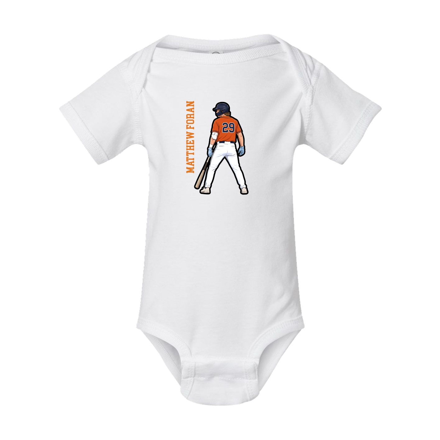 Baby Onesie — Name Vertical in White