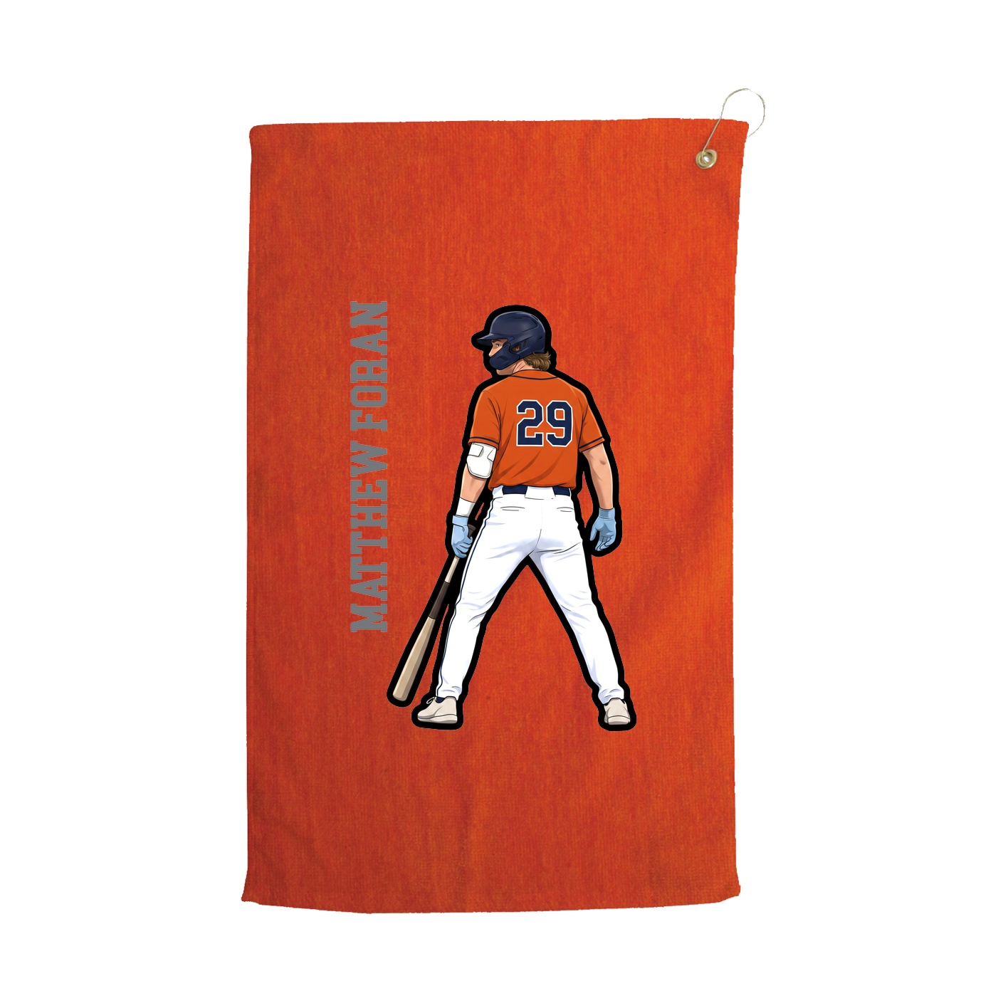 Golf Towel — Name Vertical in Orange