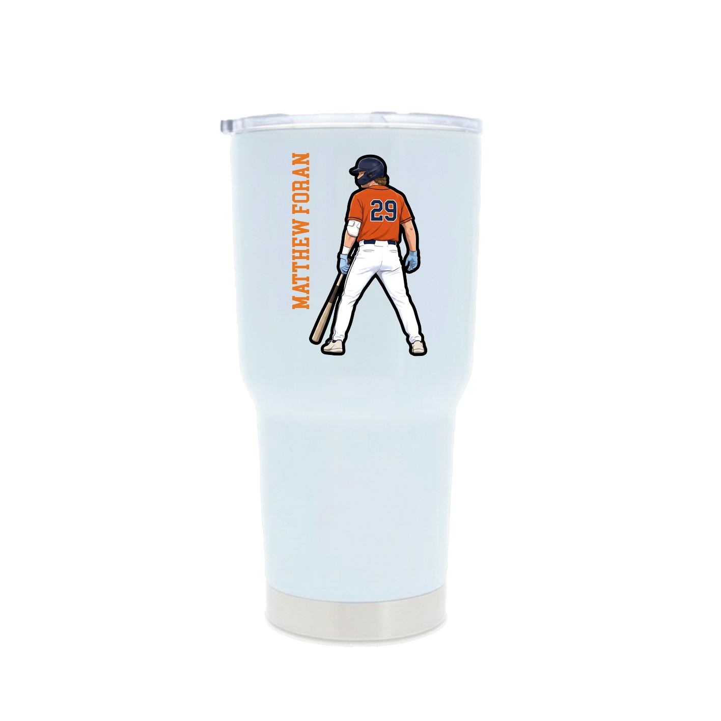 30oz Stainless Steel Tumbler — Name Vertical in White