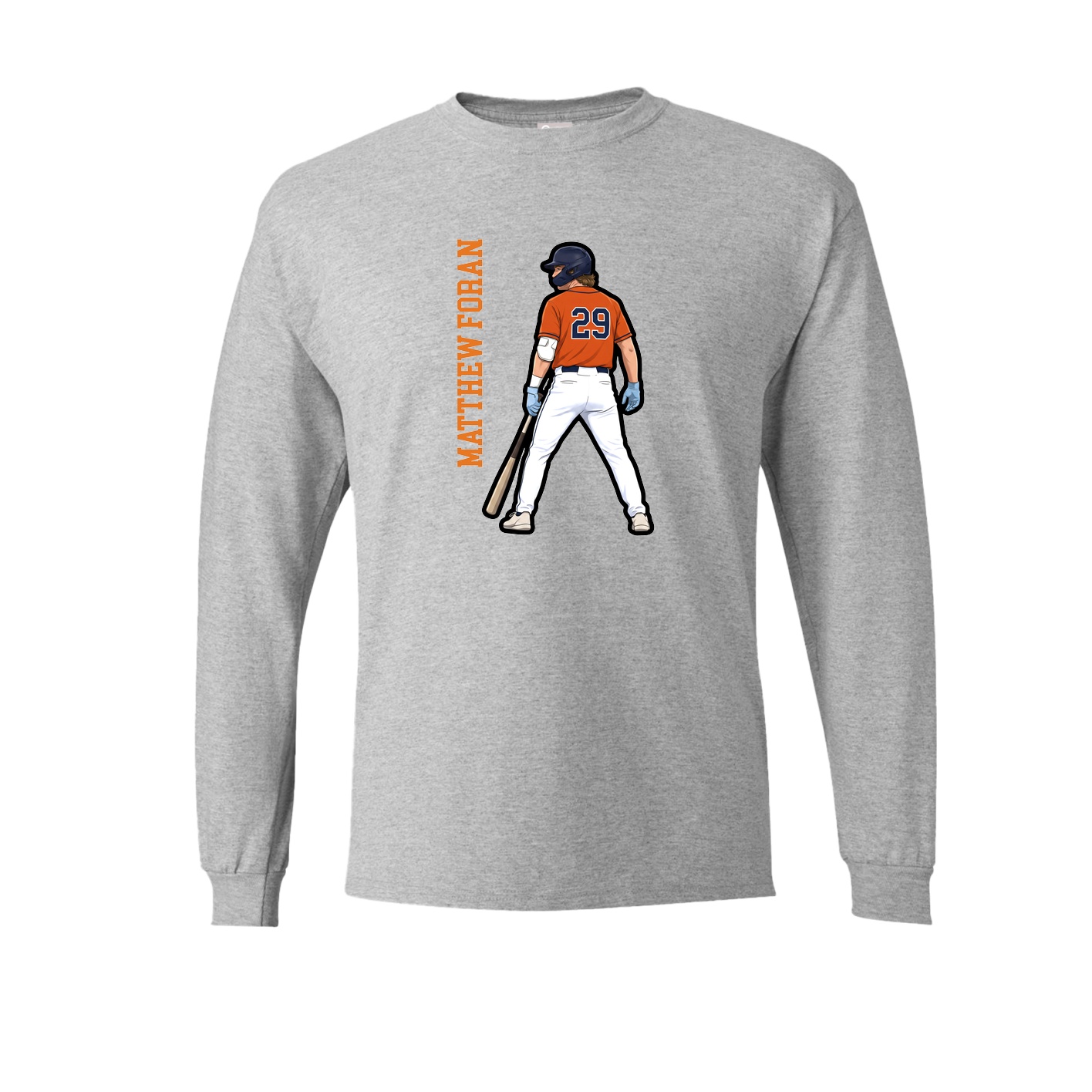 Long Sleeve Tee — Name Vertical in Grey