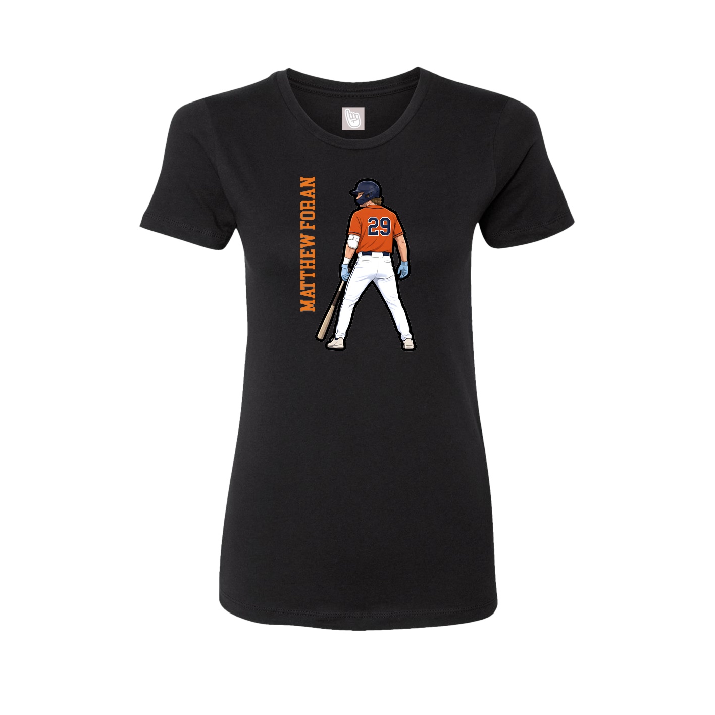 Womens Tee — Name Vertical in Black