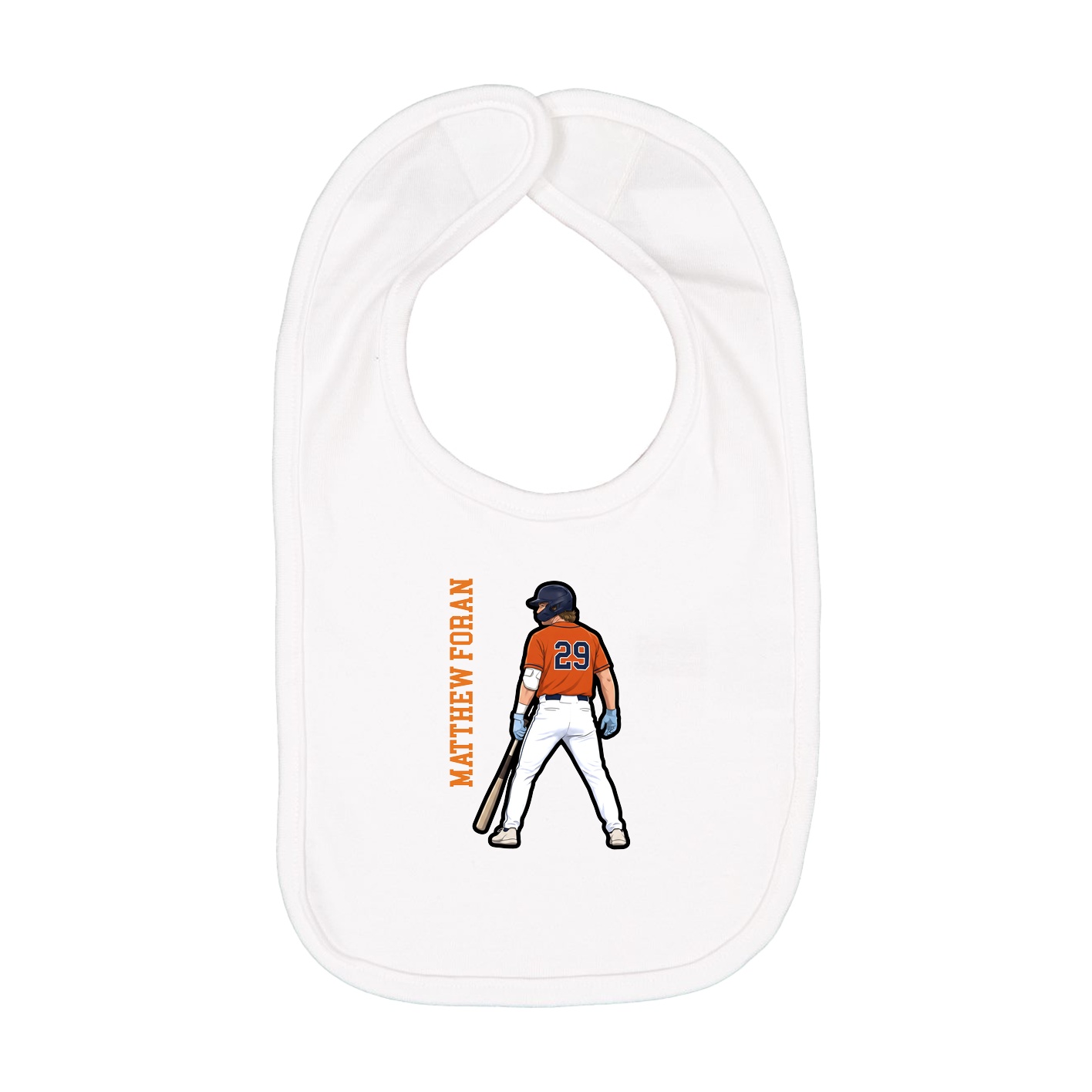 Infant Bib — Name Vertical in White