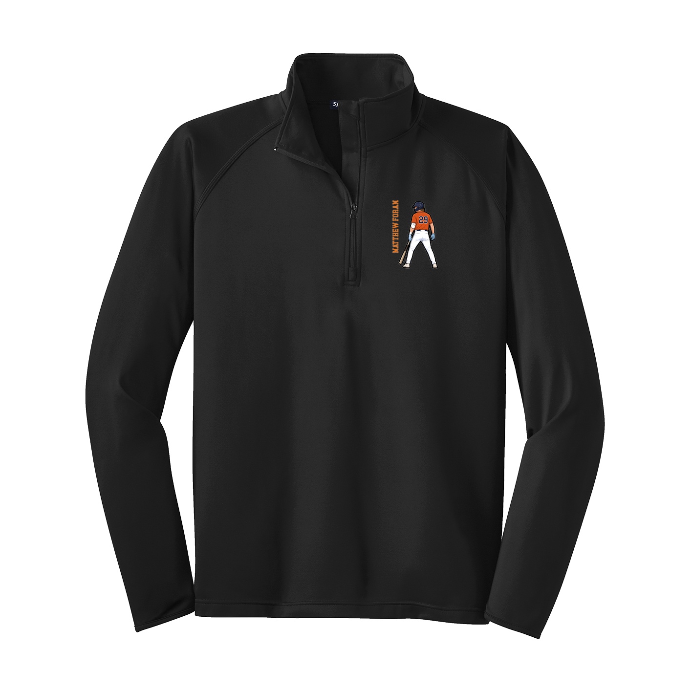 Q-Zip Pullover — Name Vertical in Black