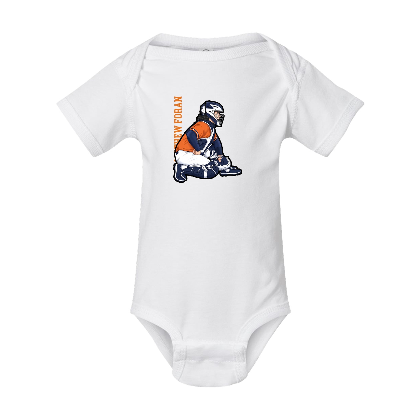 Baby Onesie — Name Vertical in White