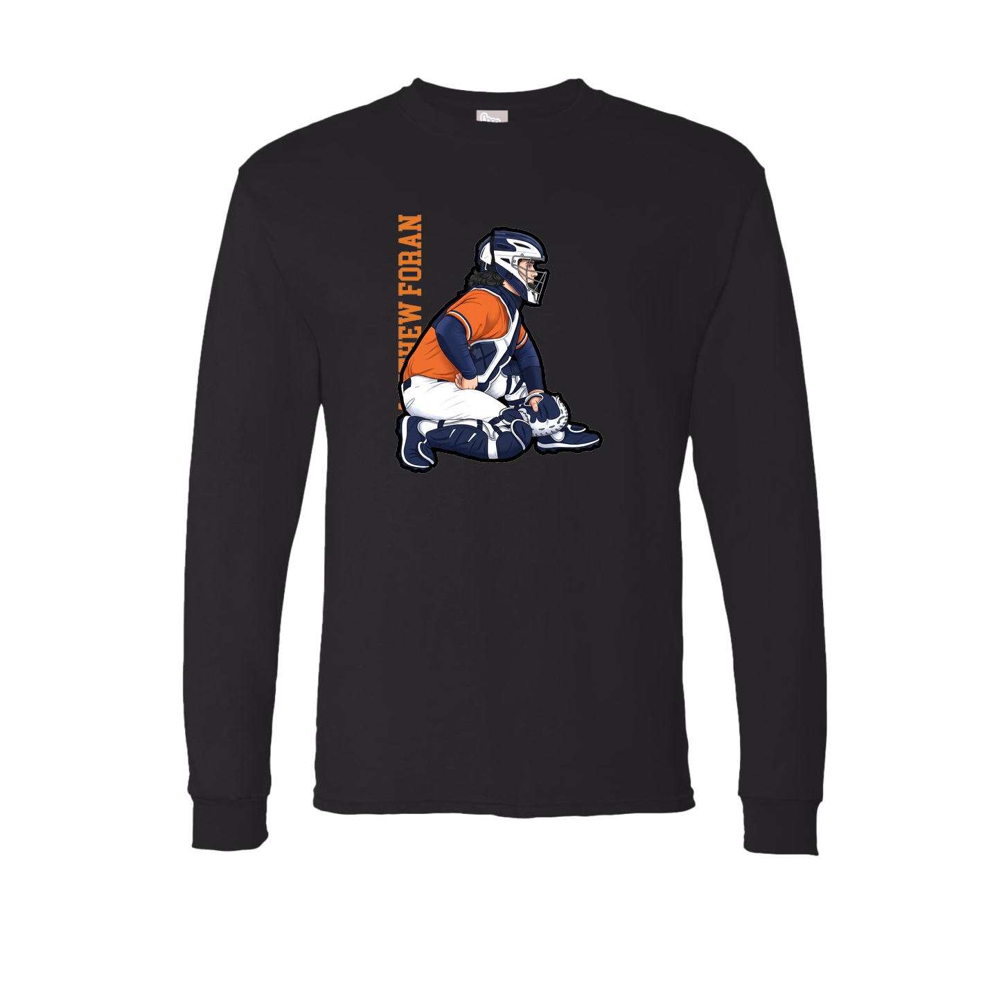 Long Sleeve Tee — Name Vertical in Black
