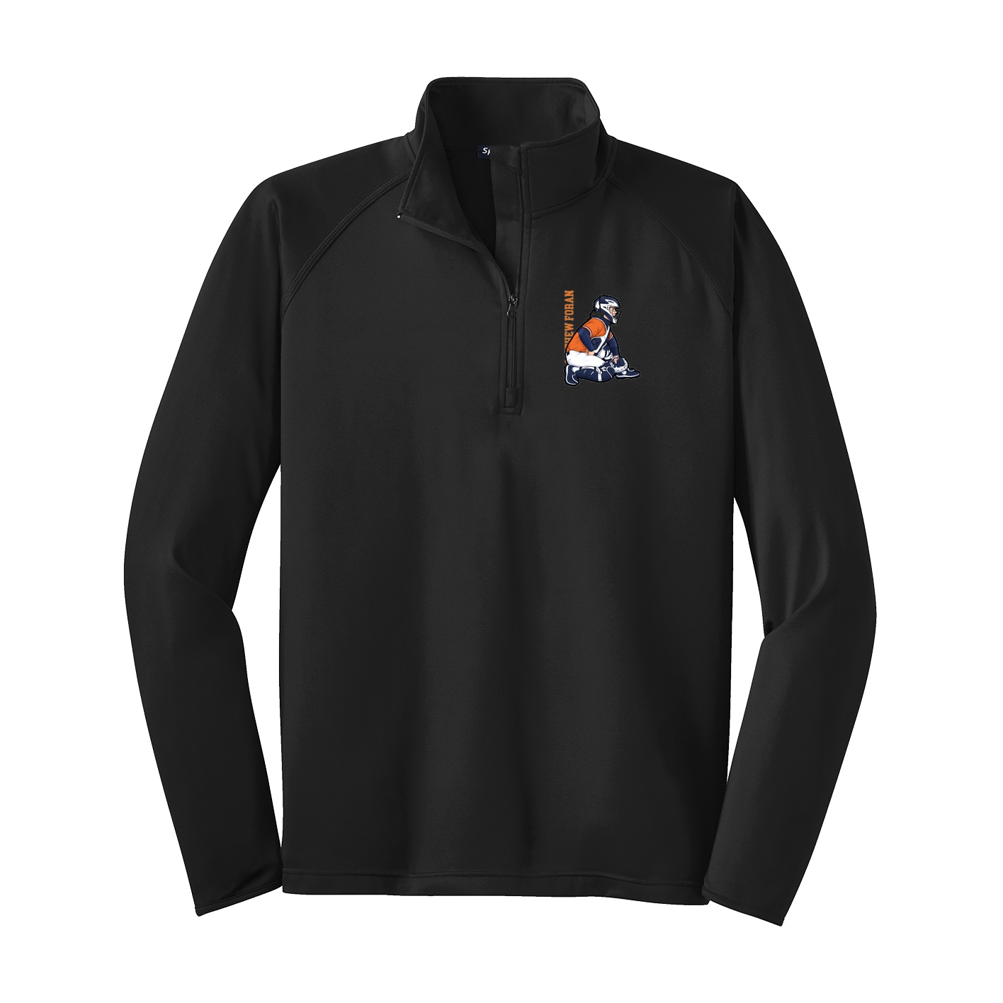 Q-Zip Pullover — Name Vertical in Black