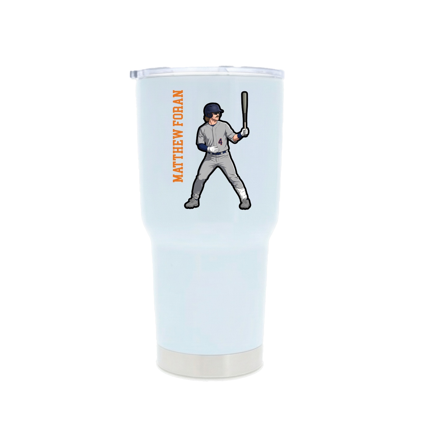 30oz Stainless Steel Tumbler — Name Vertical in White
