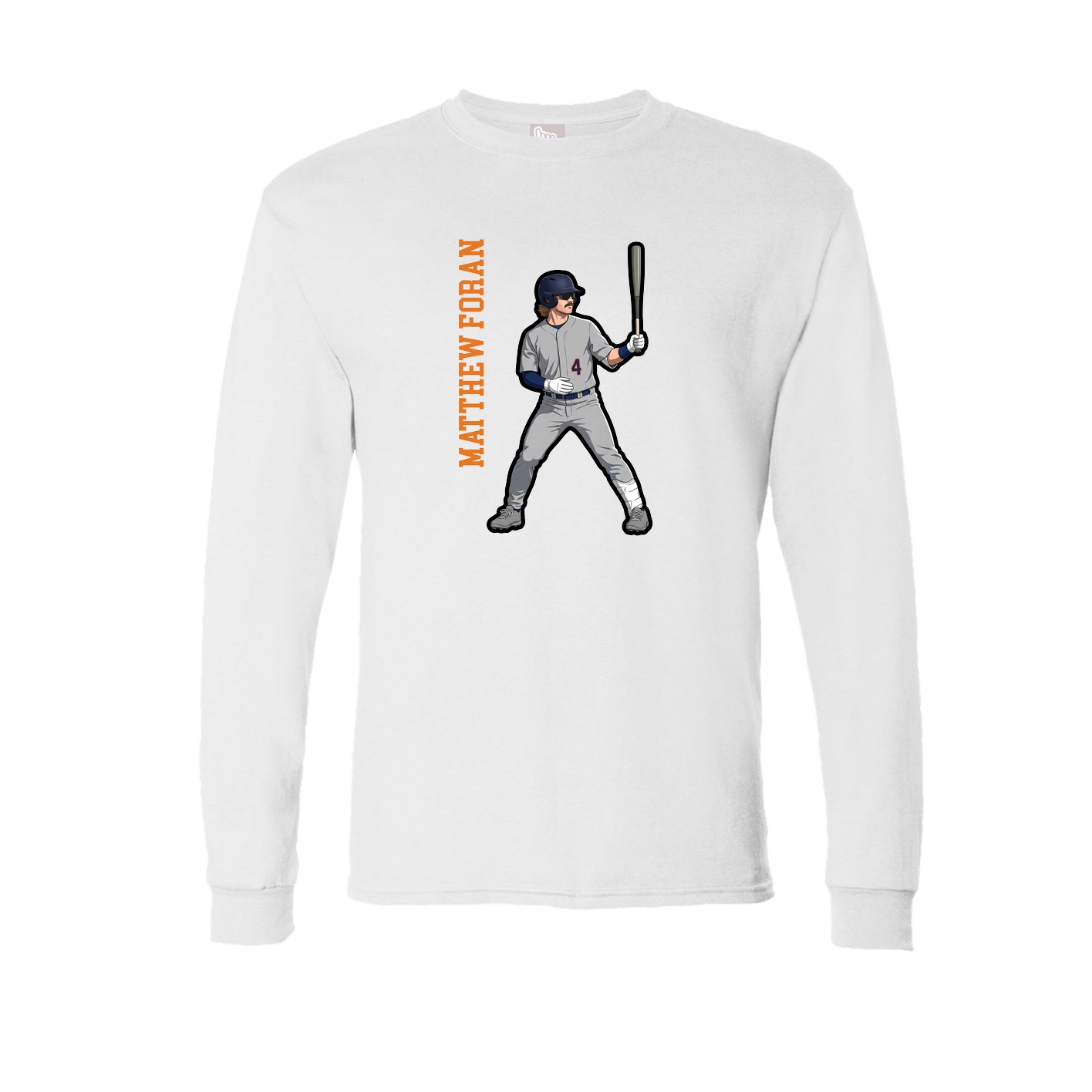 Long Sleeve Tee — Name Vertical in White