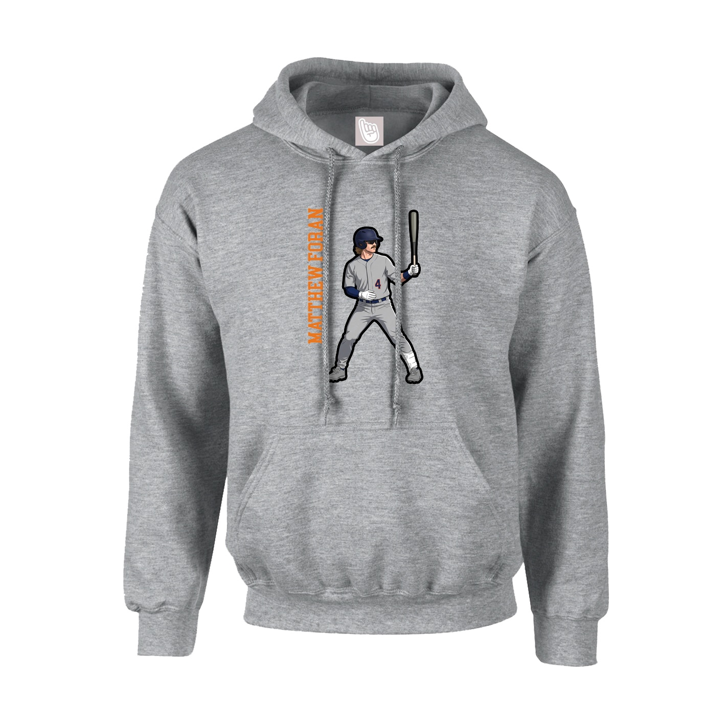 Hoodie — Name Vertical in Grey