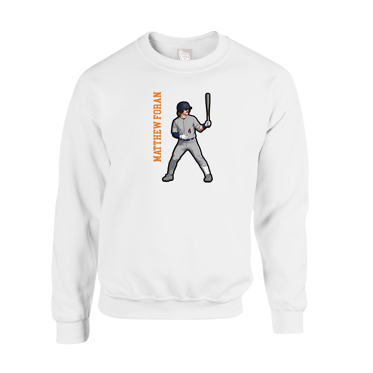 Fleece Crew — Name Vertical in White