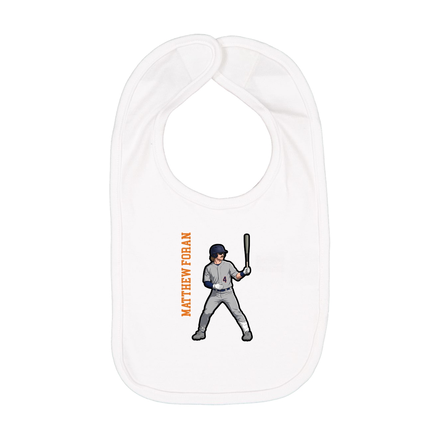 Infant Bib — Name Vertical in White