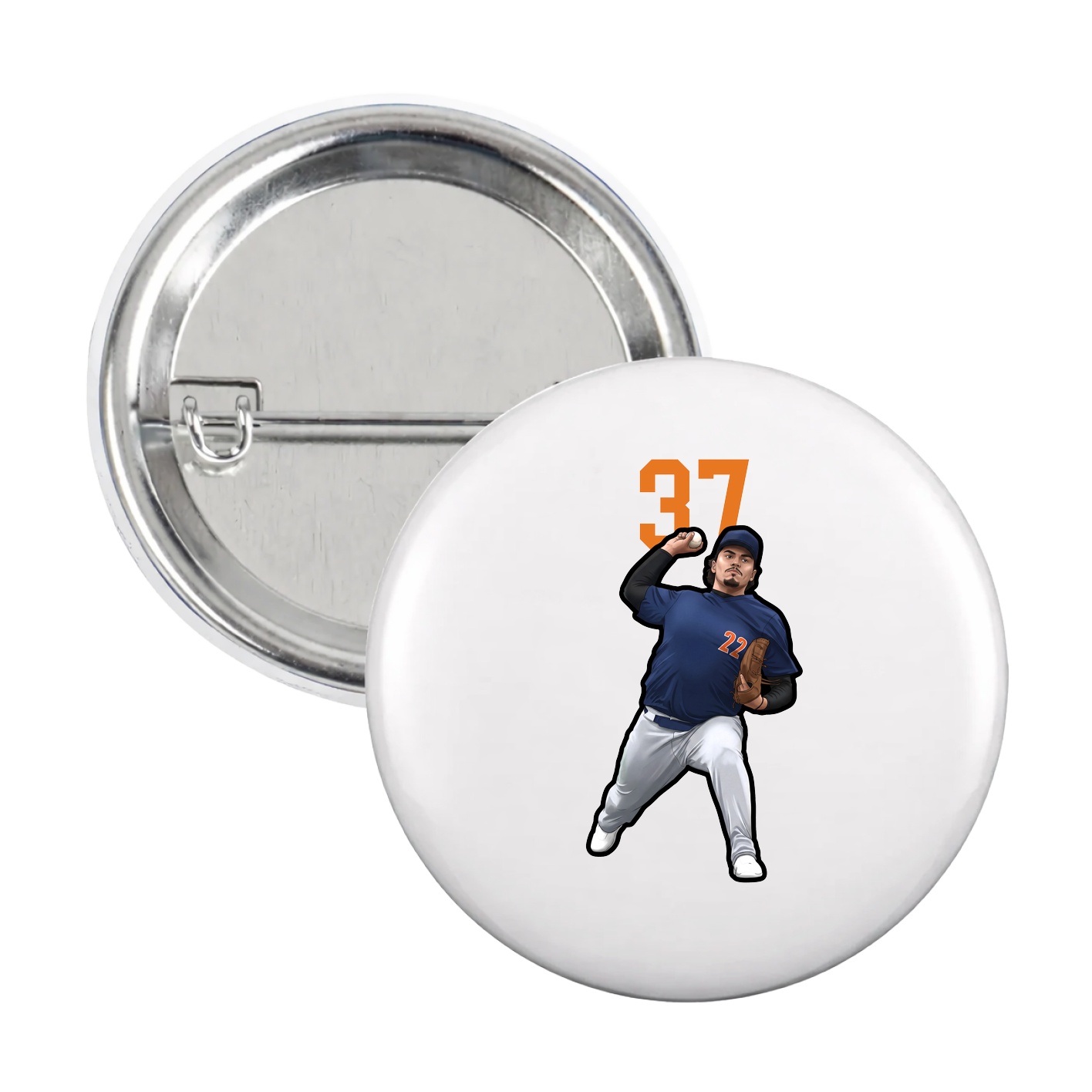 Game Day Button — Number Top in White