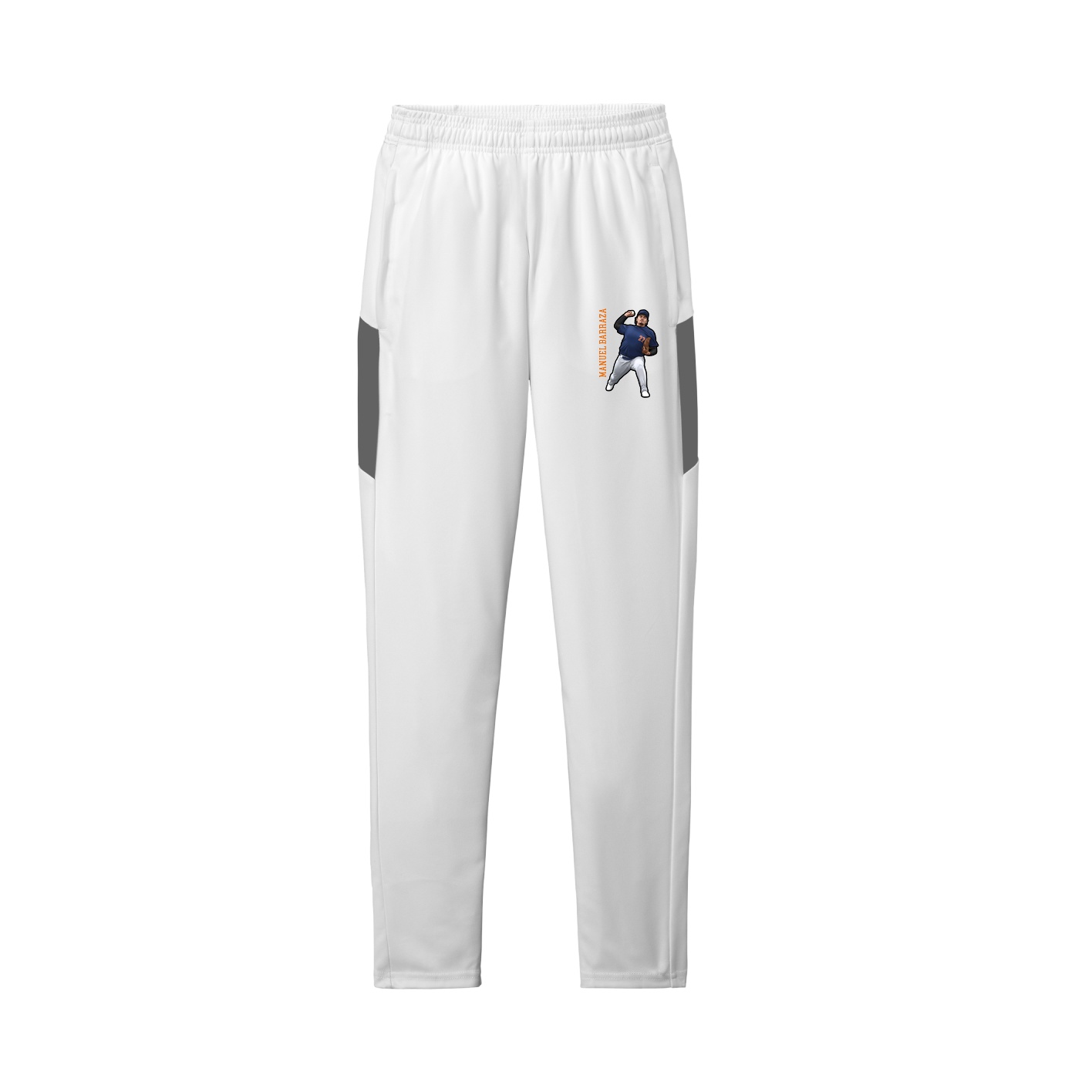 Team Travel Pant — Name Vertical in White/Grey