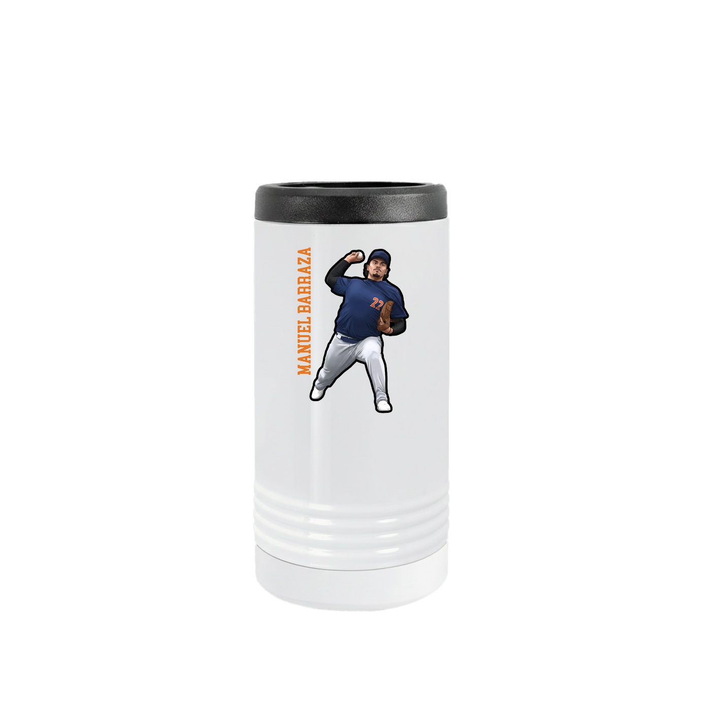 Slim Beverage Holder — Name Vertical in White