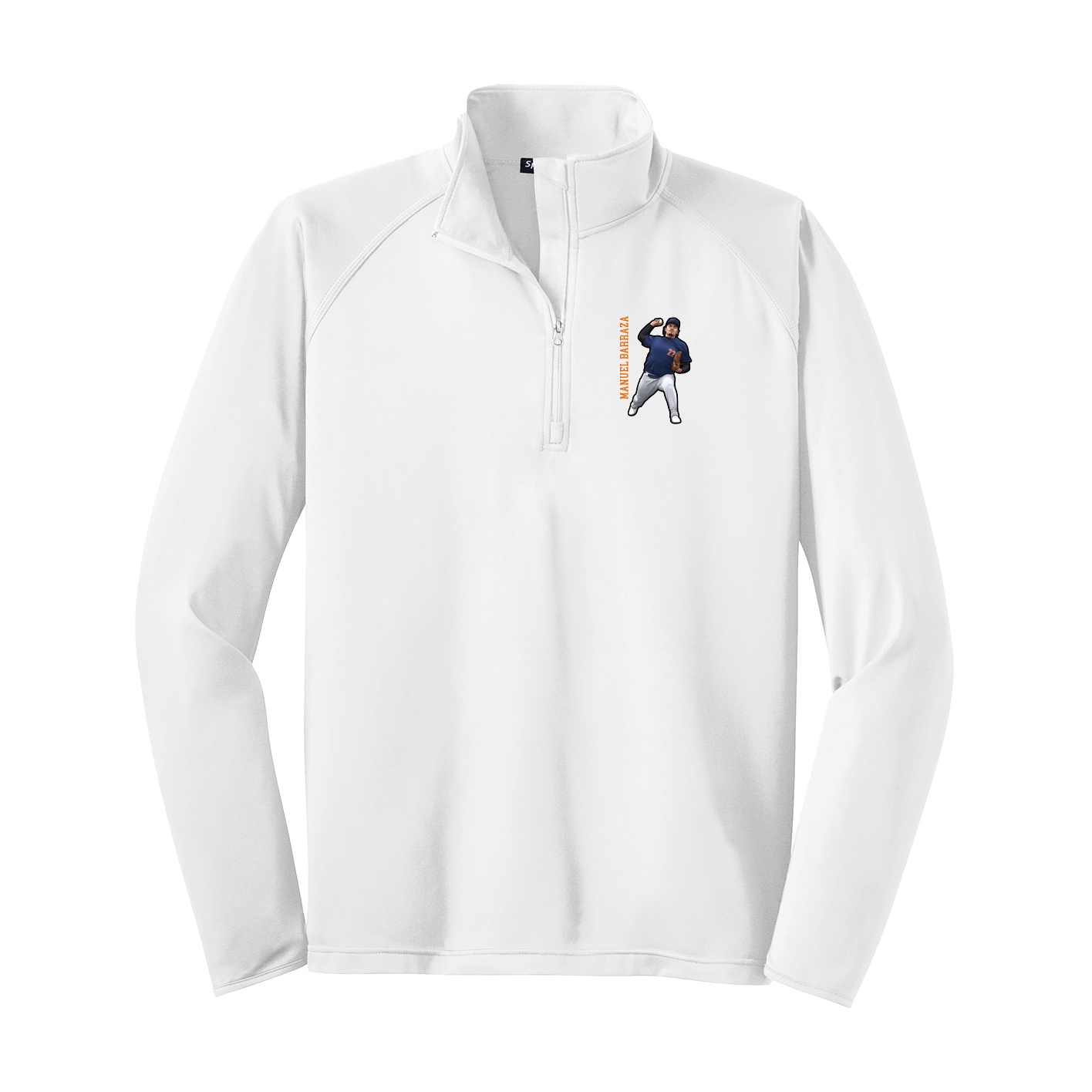 Q-Zip Pullover — Name Vertical in White