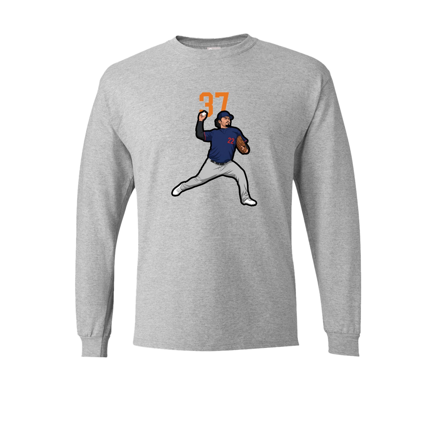 Long Sleeve Tee — Number Top in Grey