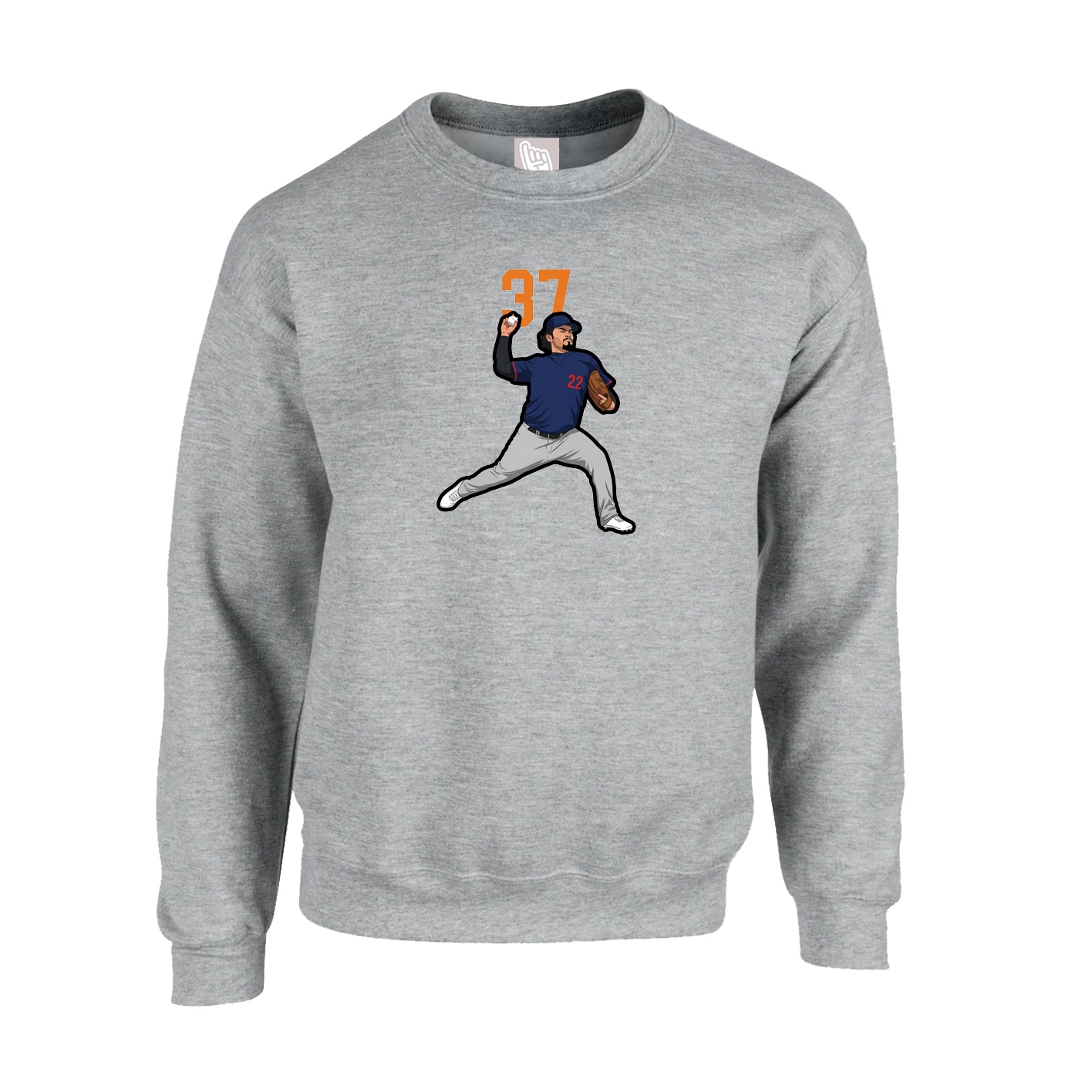Fleece Crew — Number Top in Grey