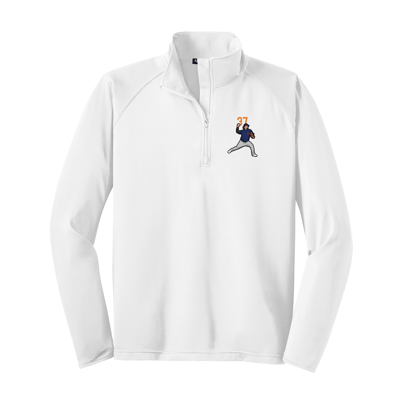 Q-Zip Pullover — Number Top in White
