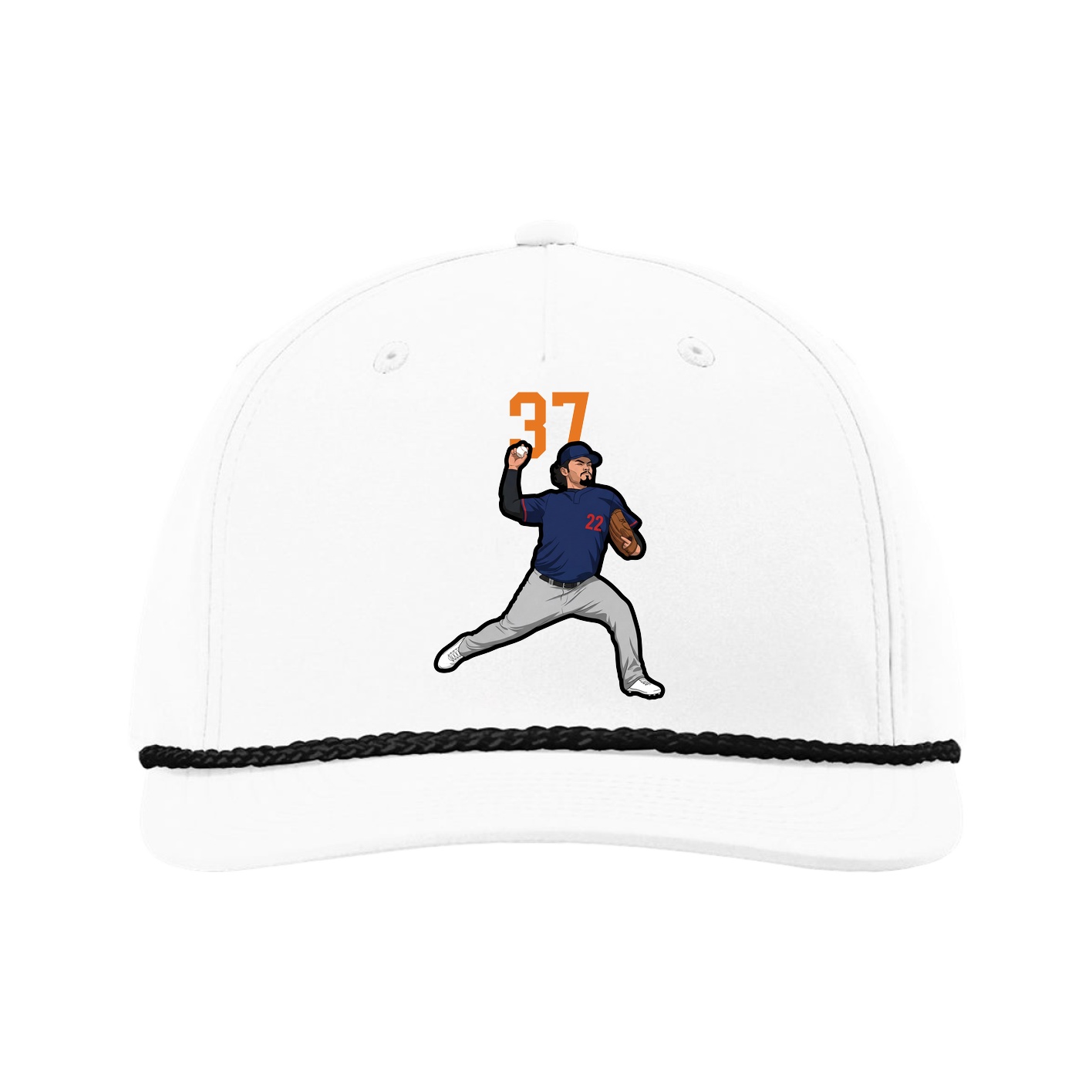 Five-Panel Classic Rope Cap — Number Top in White