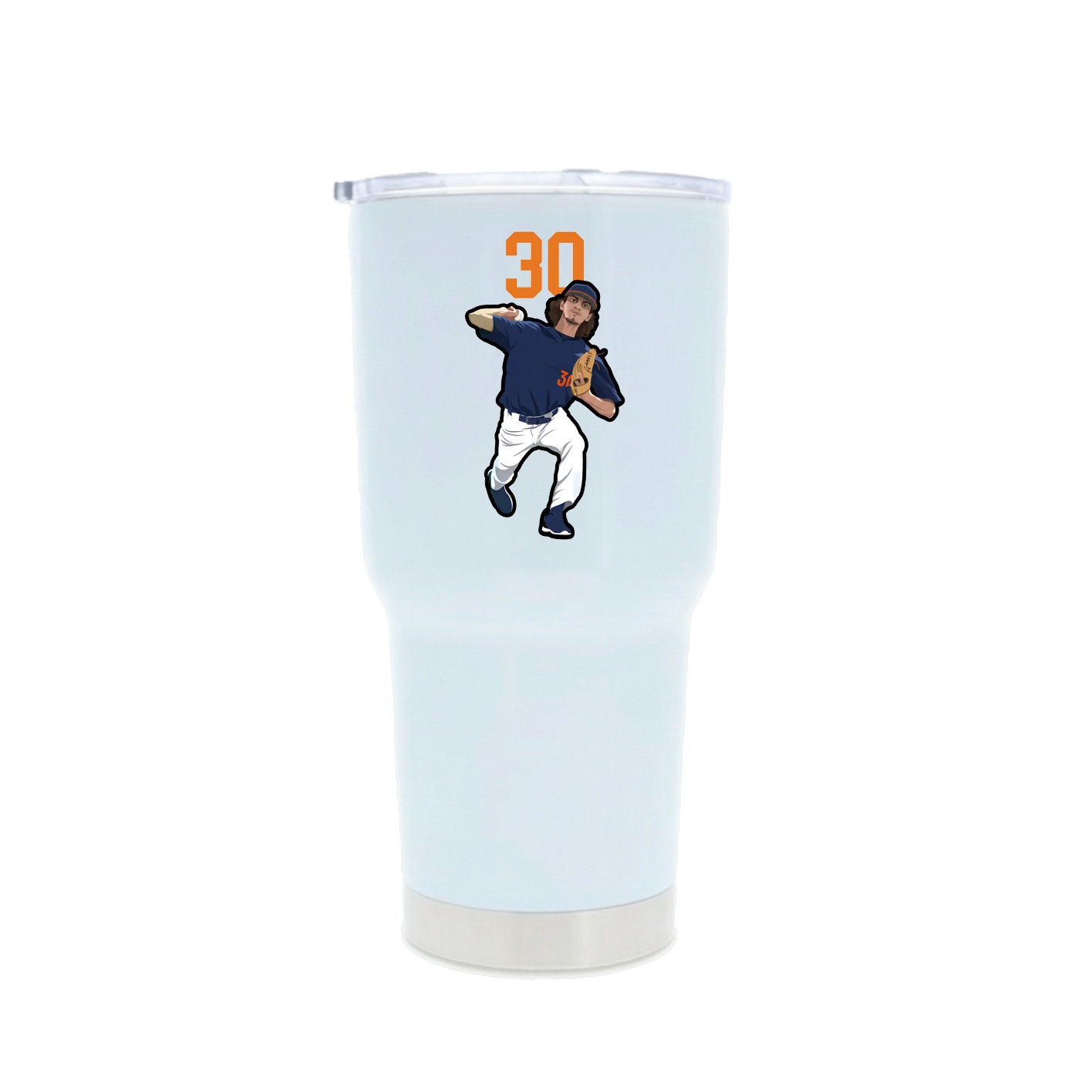30oz Stainless Steel Tumbler — Number Top in White