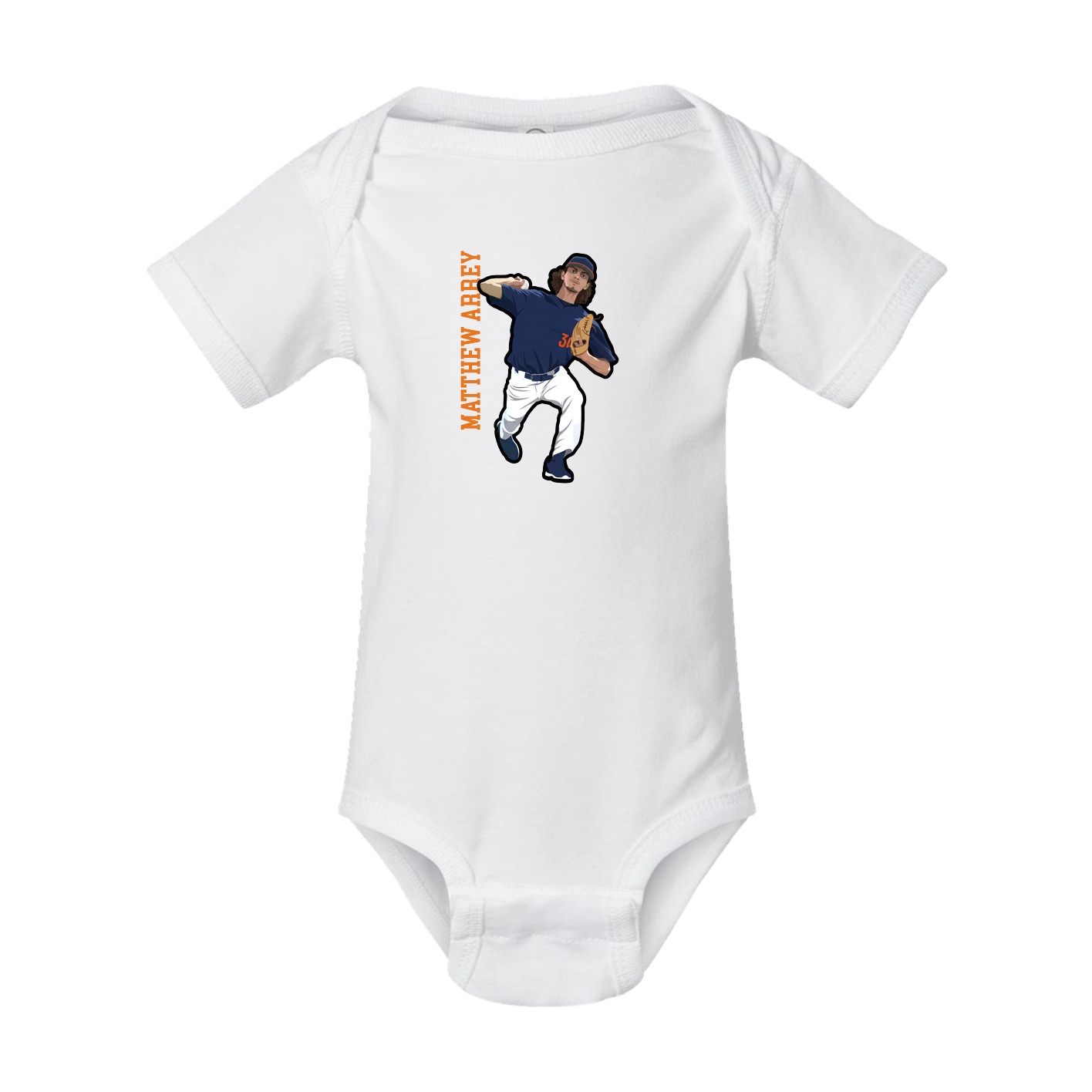 Baby Onesie — Name Vertical in White