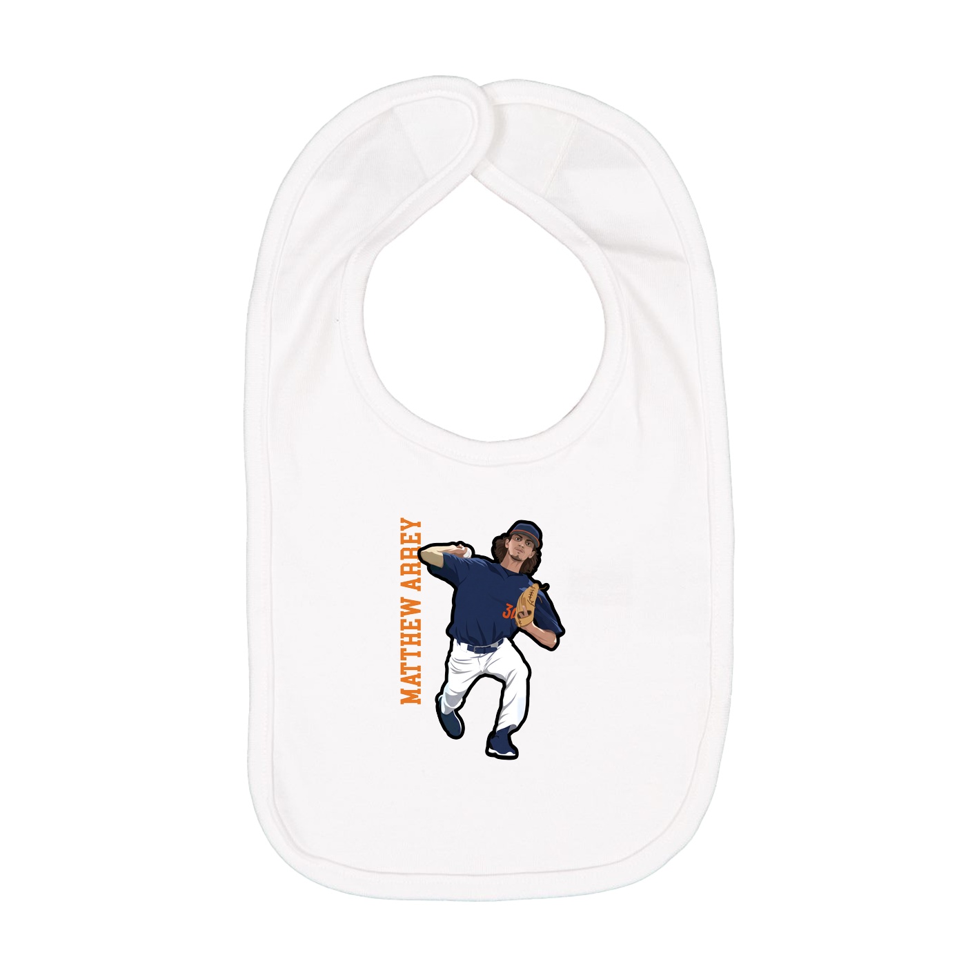 Infant Bib — Name Vertical in White
