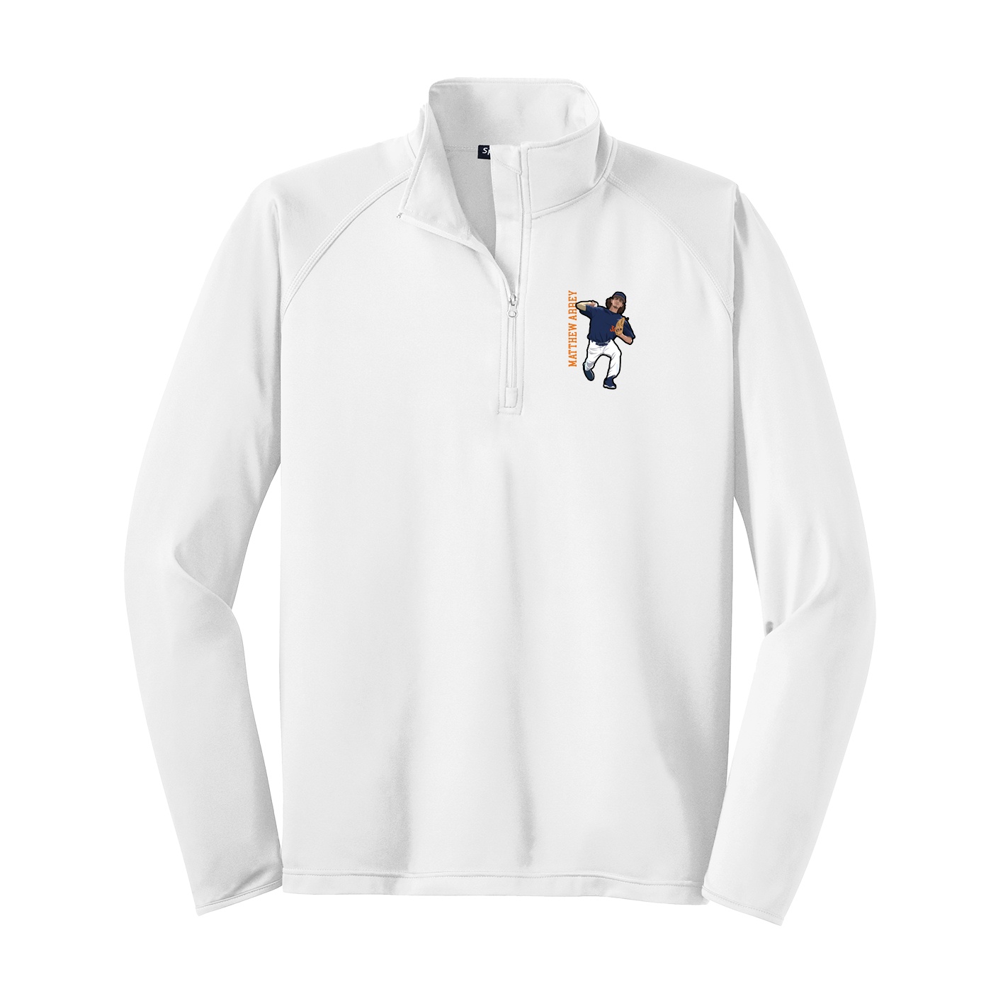 Q-Zip Pullover — Name Vertical in White