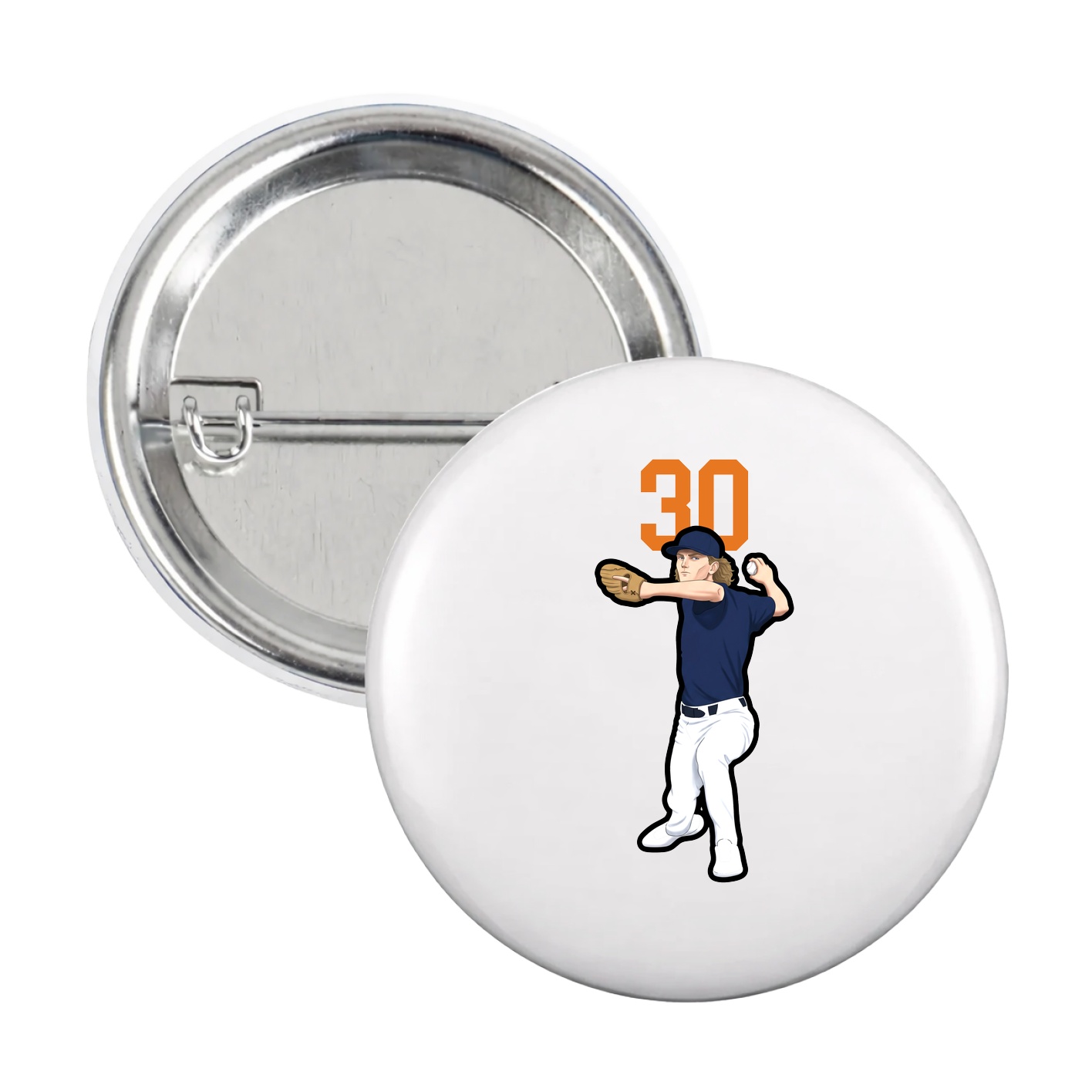 Game Day Button — Number Top in White