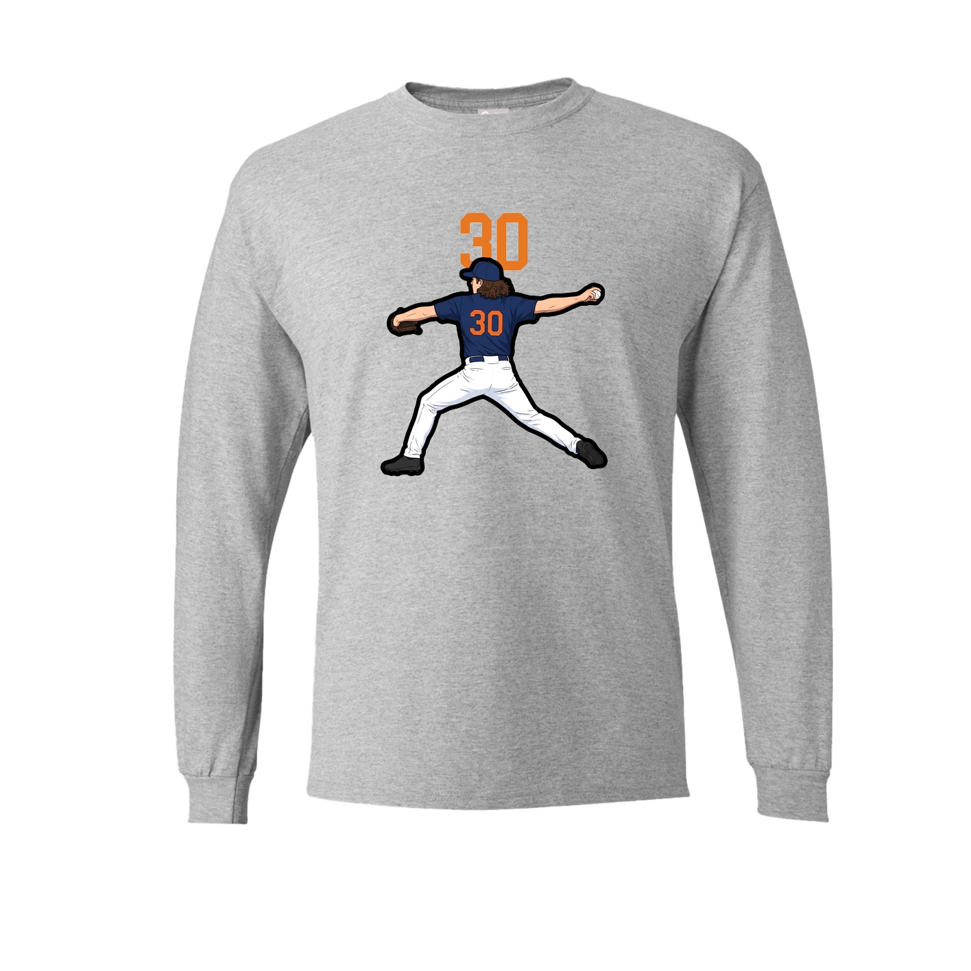 Long Sleeve Tee — Number Top in Grey