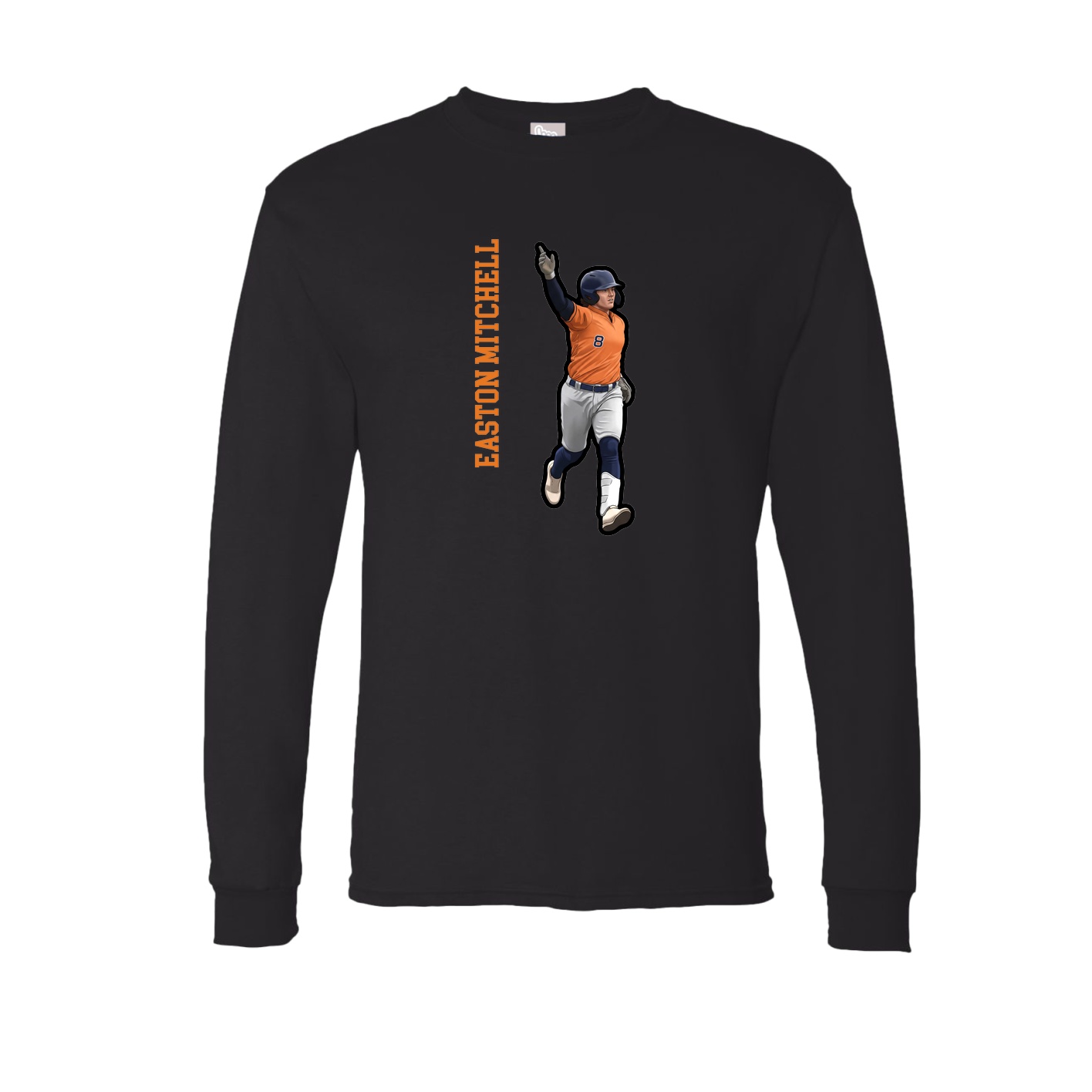 Long Sleeve Tee — Name Vertical in Black
