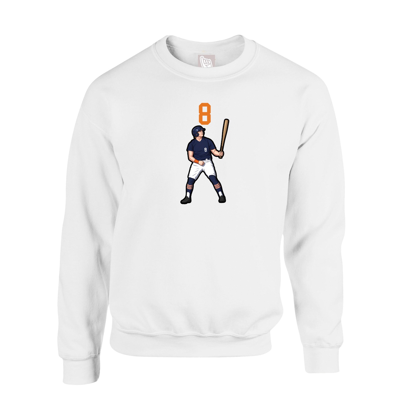 Fleece Crew — Number Top in White