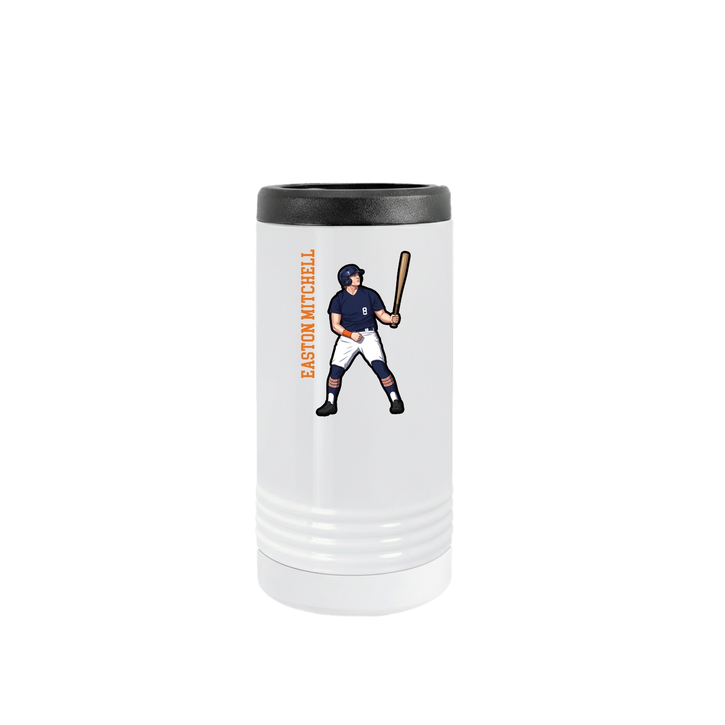 Slim Beverage Holder — Name Vertical in White