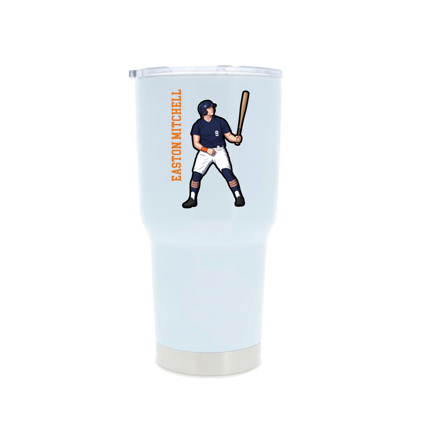 30oz Stainless Steel Tumbler — Name Vertical in White