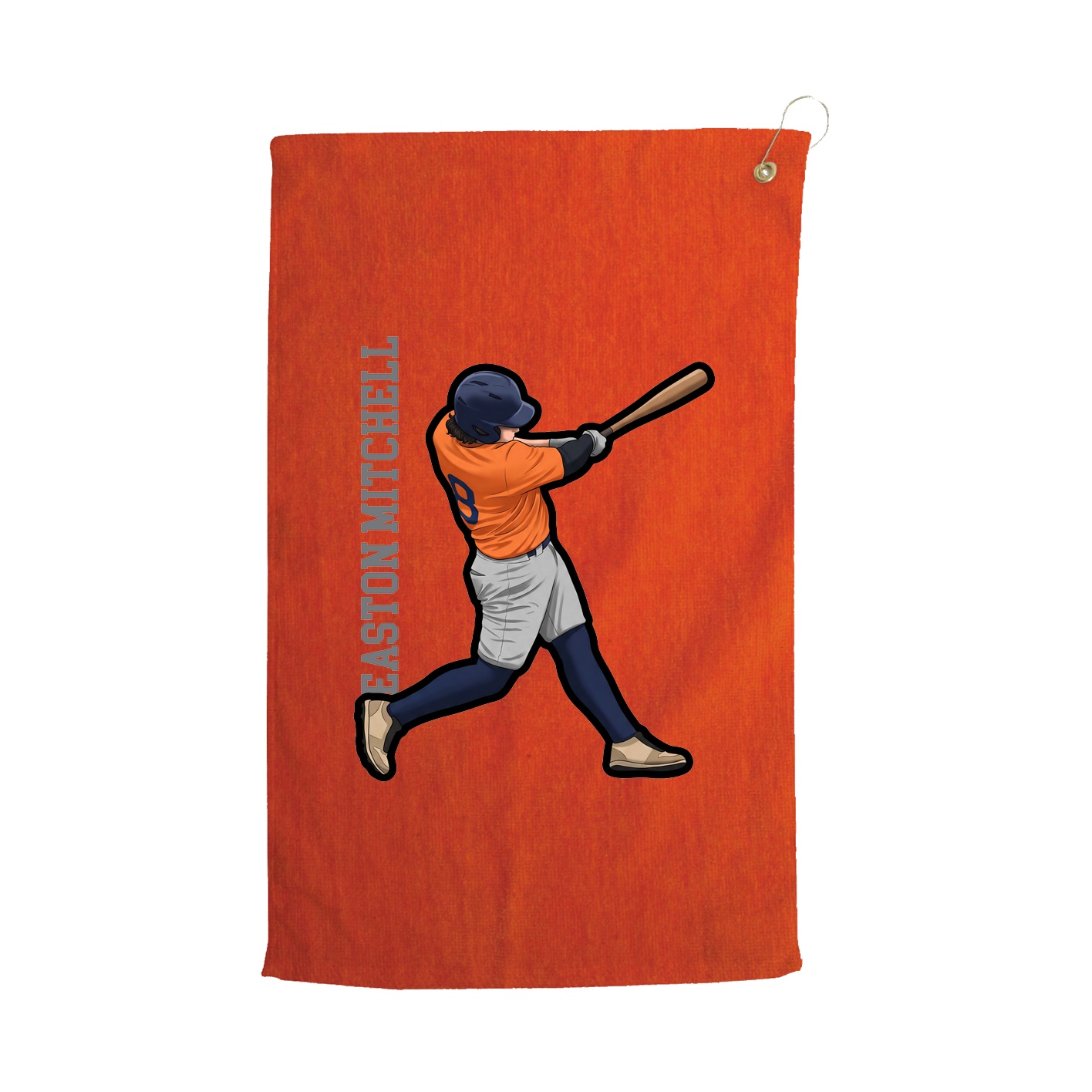 Golf Towel — Name Vertical in Orange