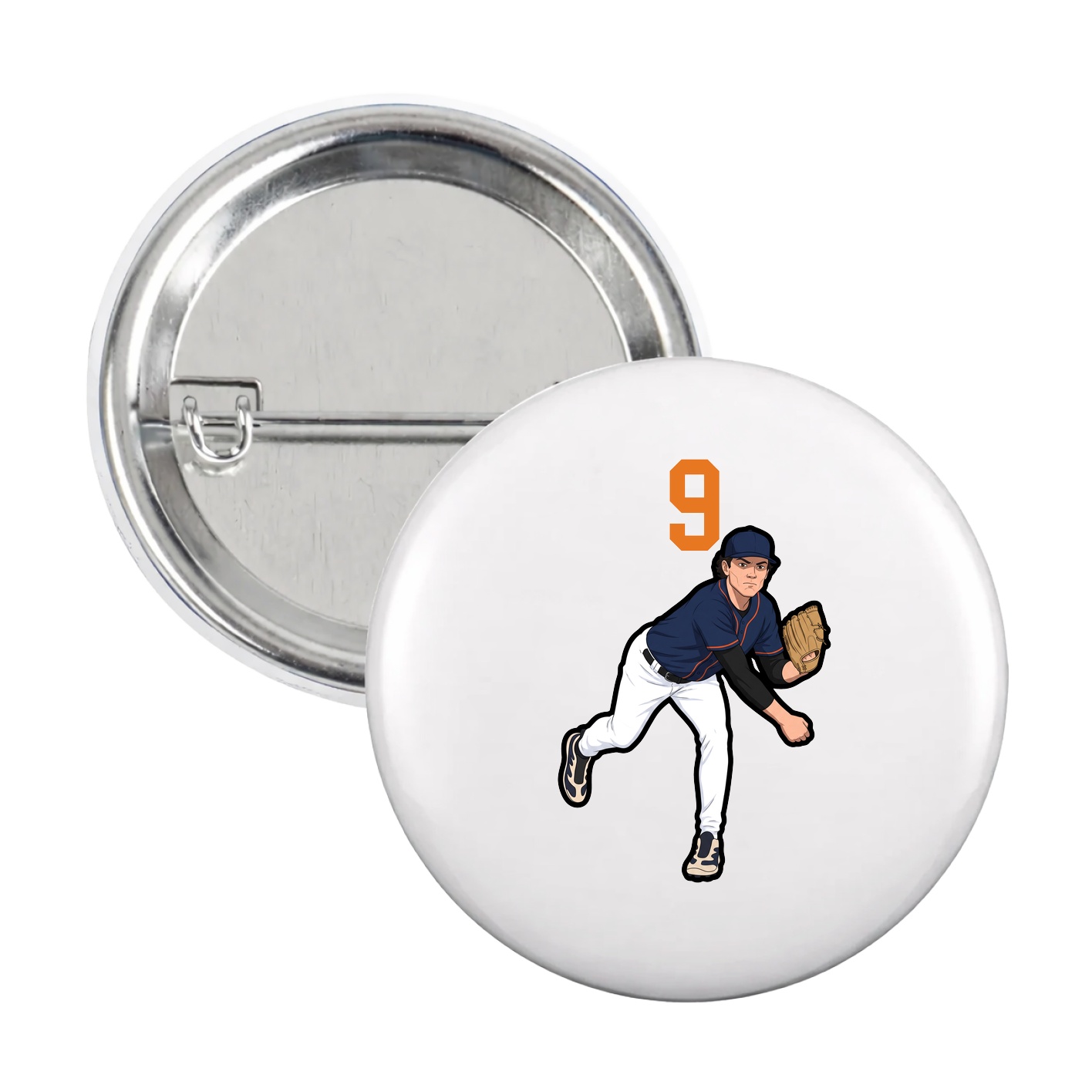 Game Day Button — Number Top in White