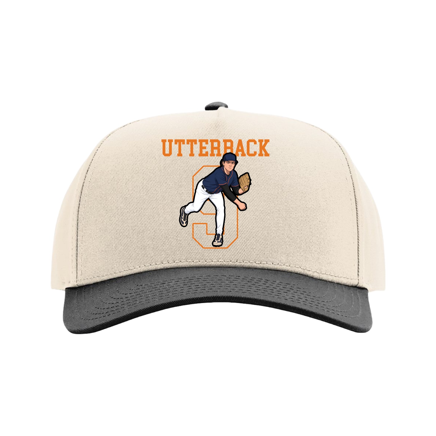 Full Fabric Five-Panel Champ Cap — Shirsey in Cream/Black