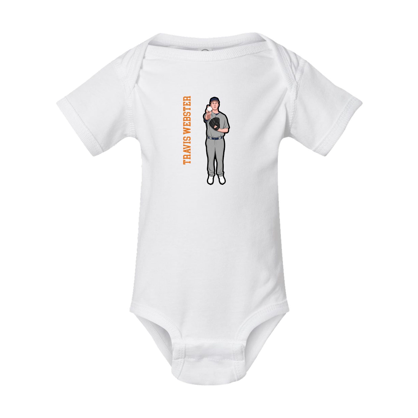 Baby Onesie — Name Vertical in White