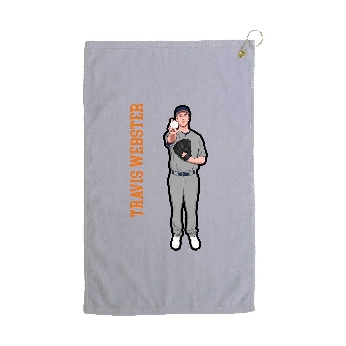 Golf Towel — Name Vertical in Grey