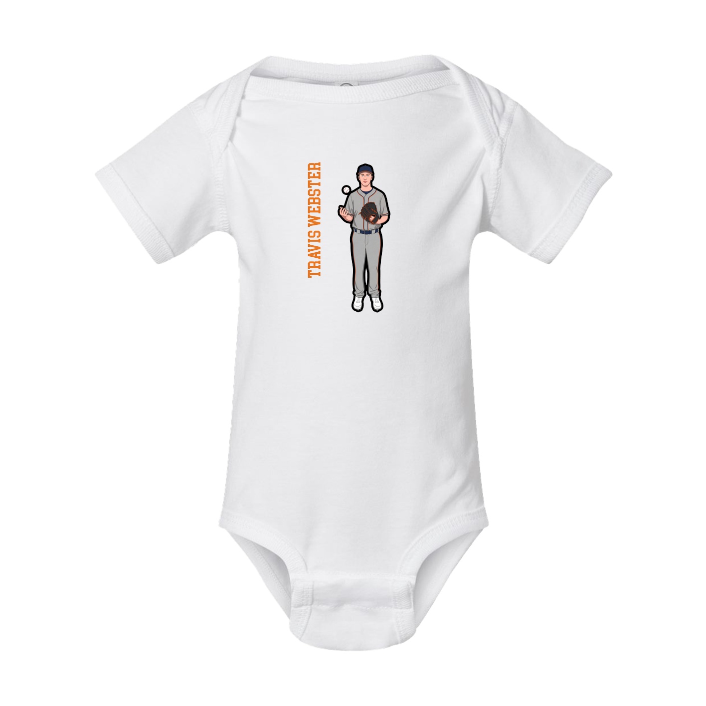 Baby Onesie — Name Vertical in White