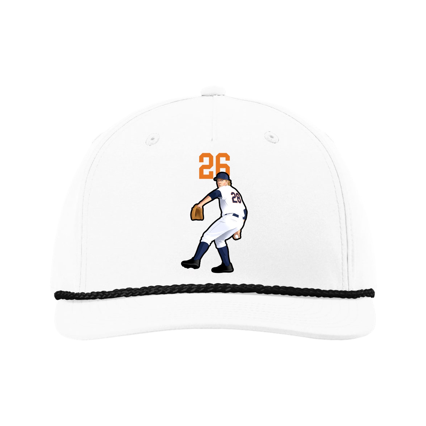 Five-Panel Classic Rope Cap — Number Top in White