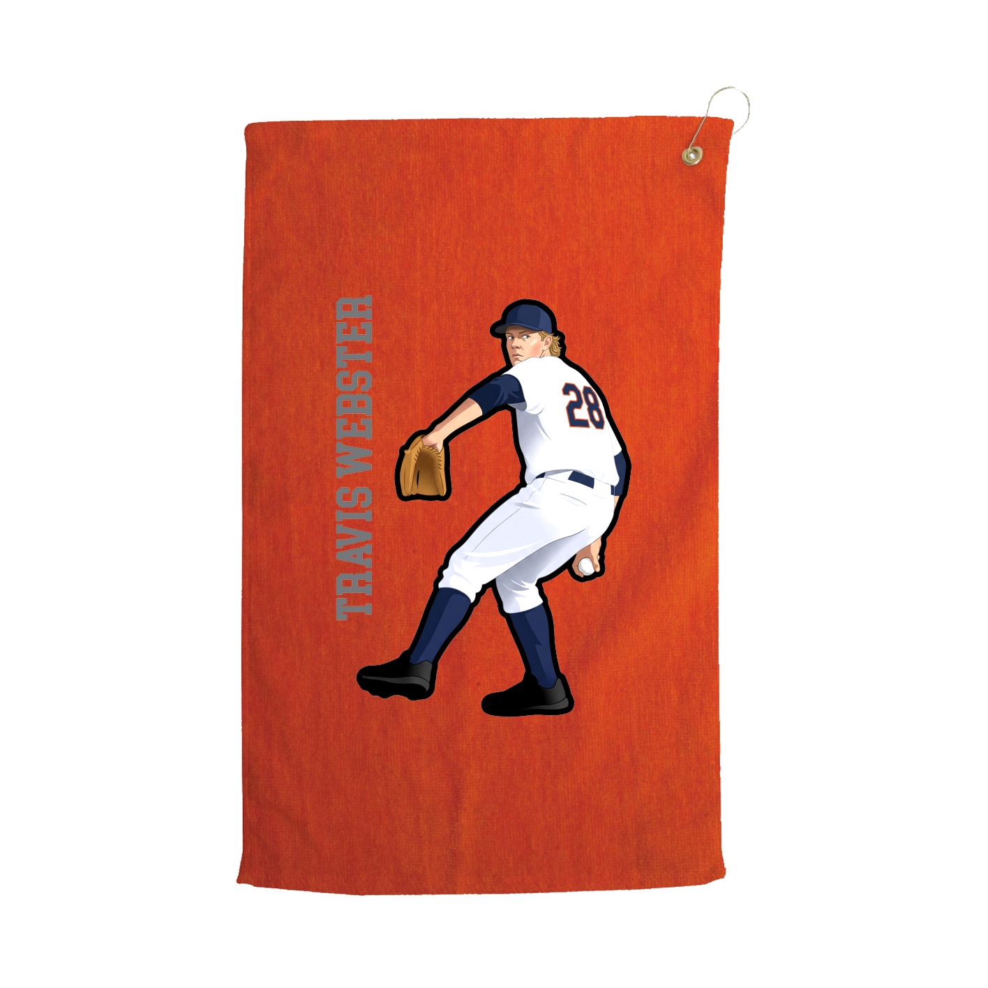 Golf Towel — Name Vertical in Orange