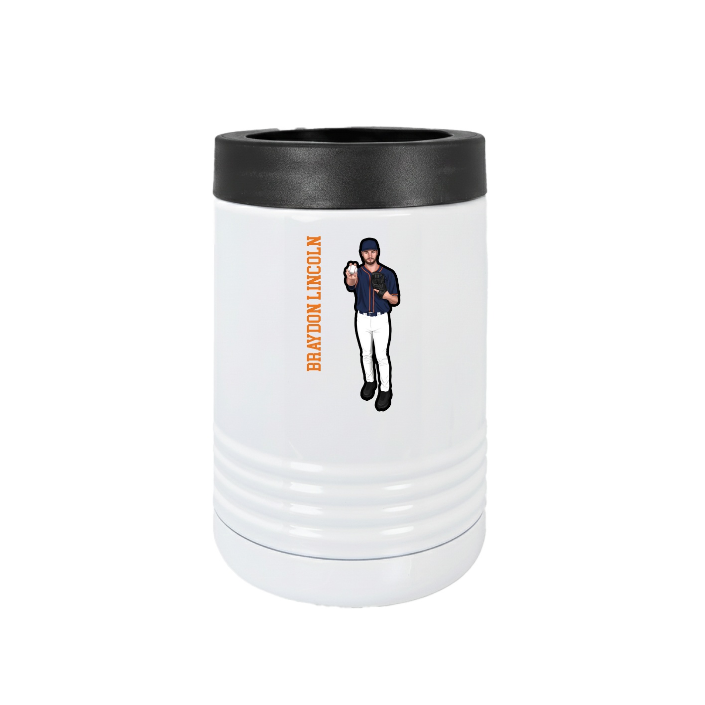 Beverage Holder — Name Vertical in White