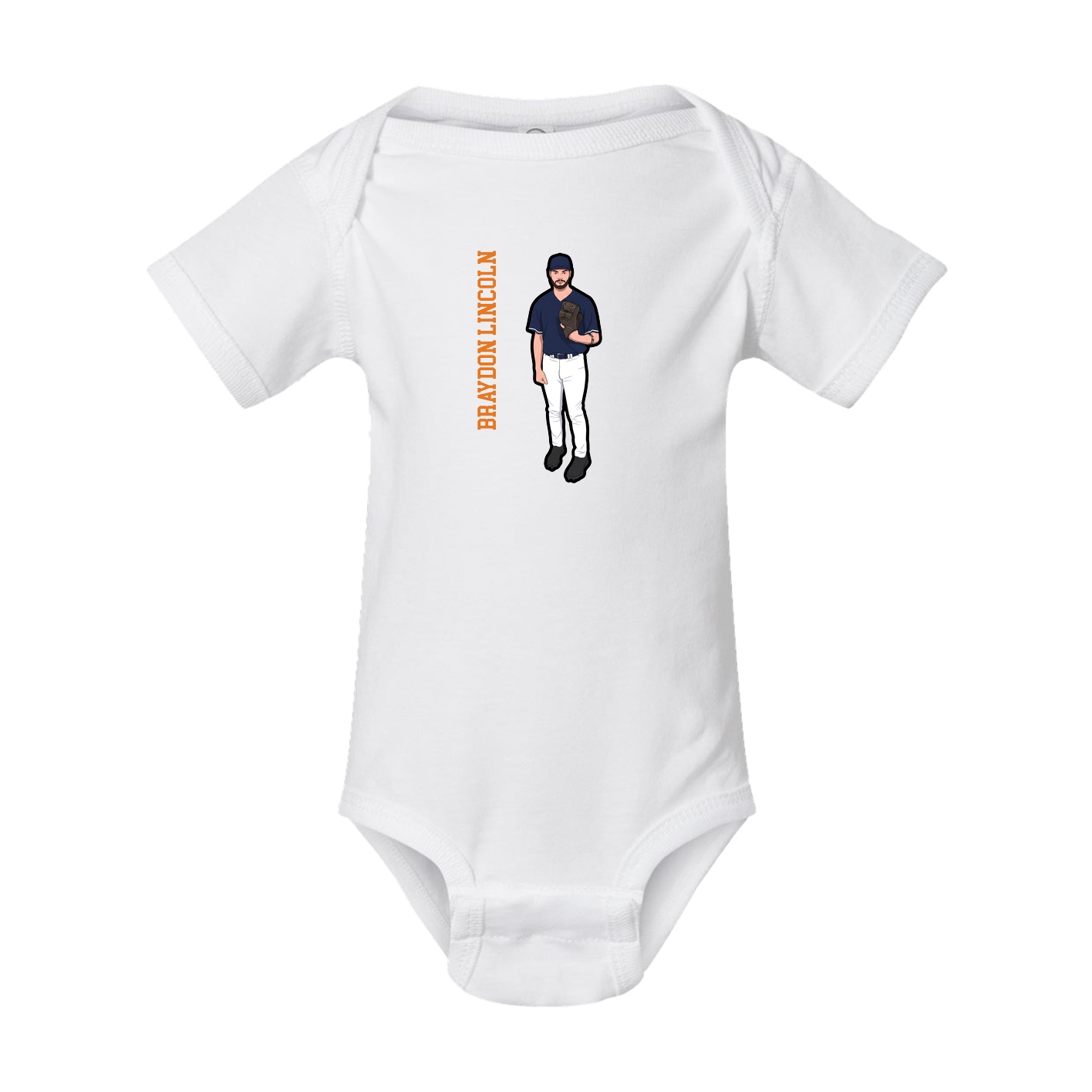 Baby Onesie — Name Vertical in White