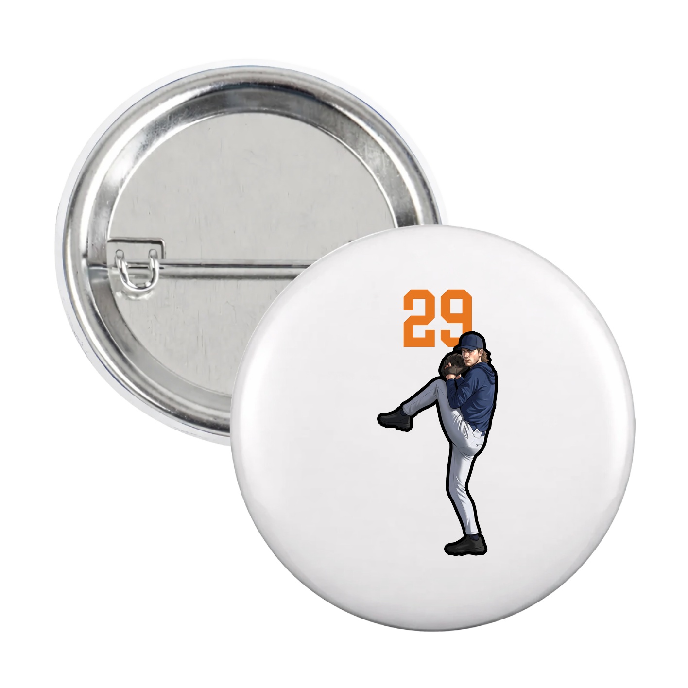 Game Day Button — Number Top in White