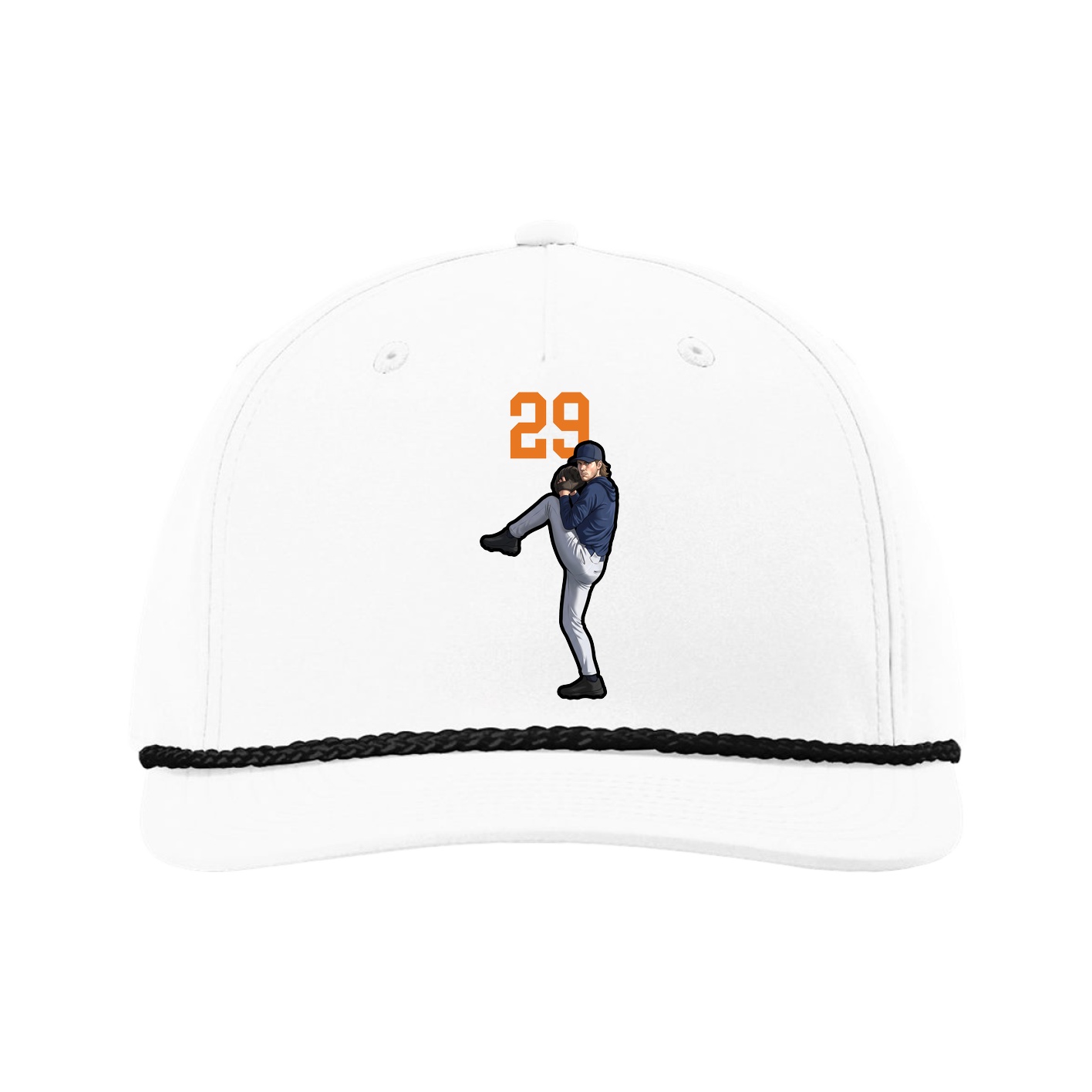 Five-Panel Classic Rope Cap — Number Top in White