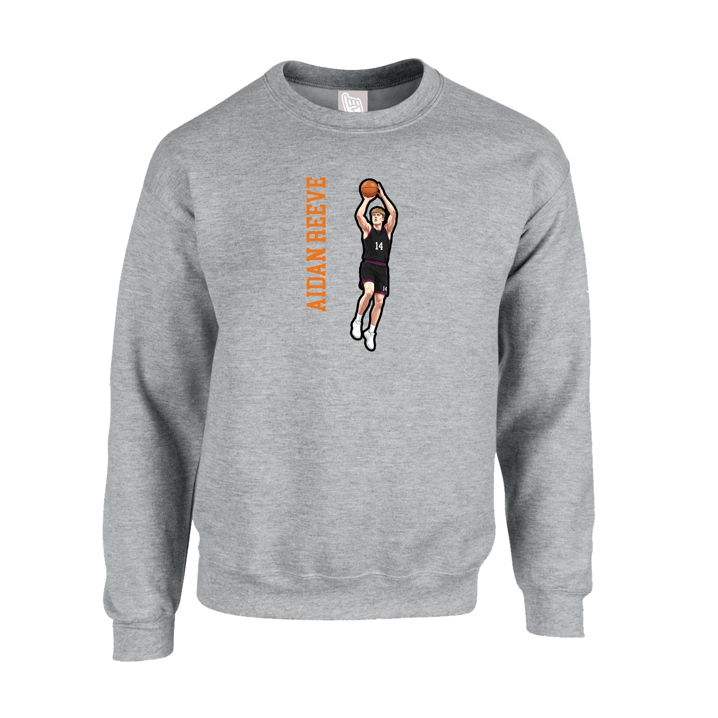 Fleece Crew — Name Vertical in Grey